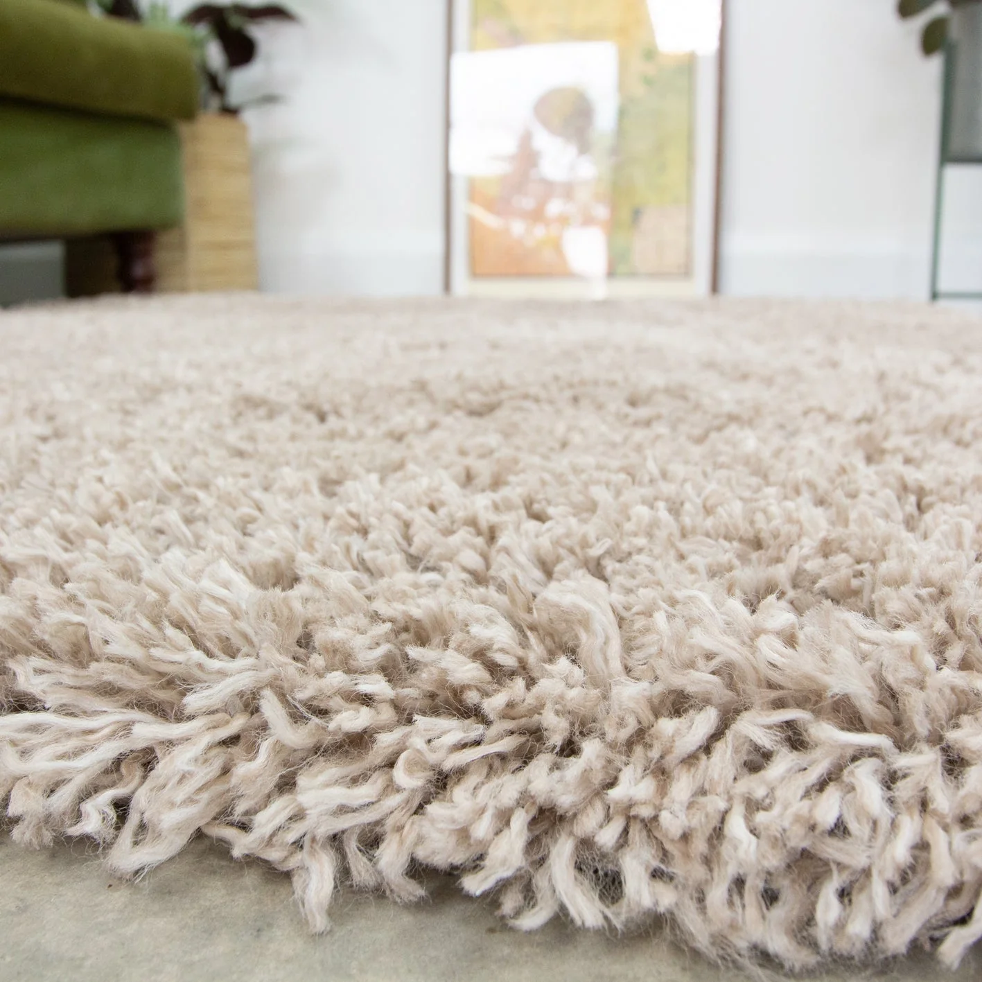 Soft Everyday Beige Shaggy Runner Rug - Image 3