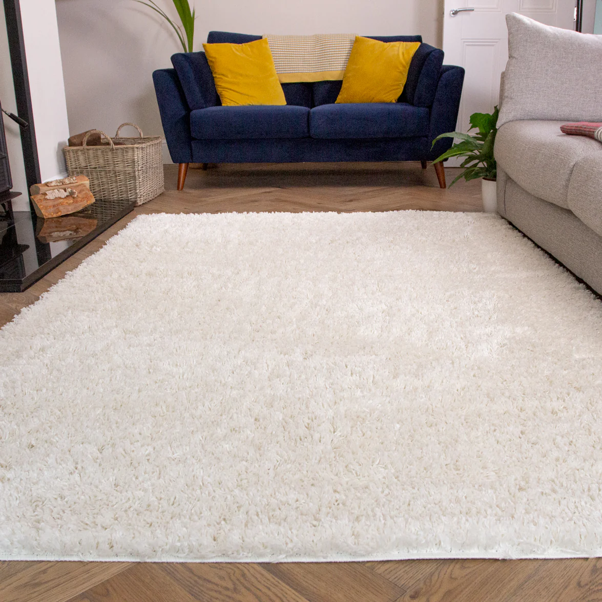 Soft Everyday Cream White Shaggy Rug - Image 7