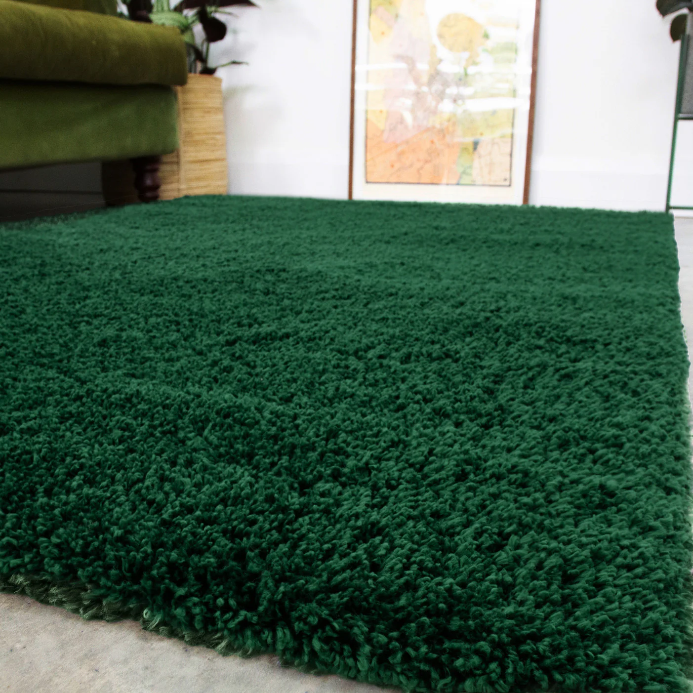 Soft Everyday Dark Green Shaggy Rug - Image 7