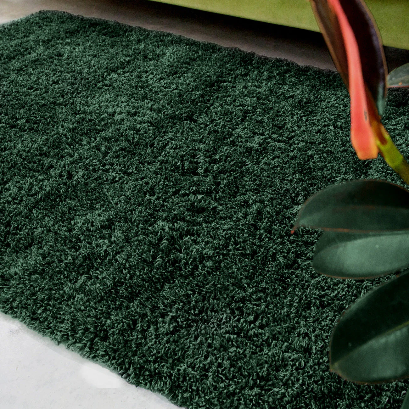Soft Everyday Dark Green Shaggy Runner Rug - Image 4
