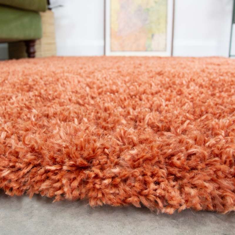 Soft Everyday Terracotta Shaggy Rug - Image 3