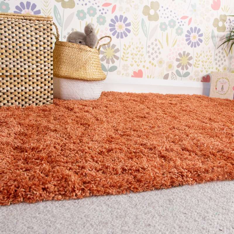 Soft Everyday Terracotta Shaggy Rug - Image 6
