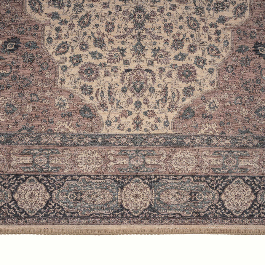 Flatwoven Washable Teal Medallion Runner - Caragh - Image 3