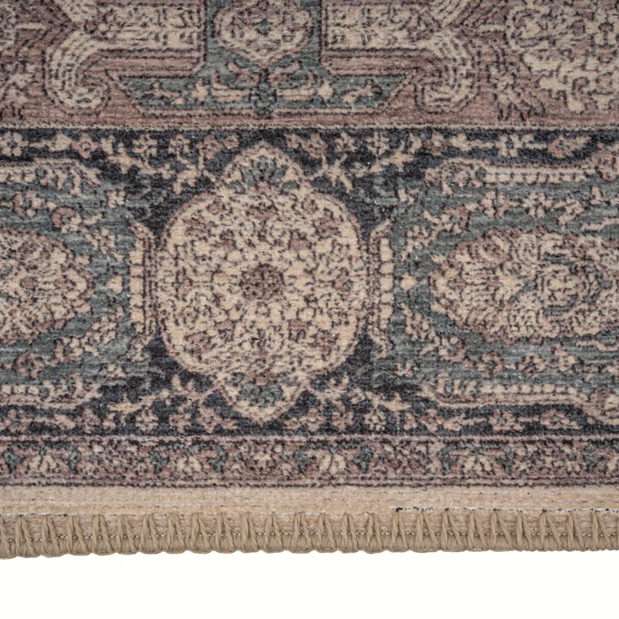 Flatwoven Washable Teal Medallion Runner - Caragh - Image 5
