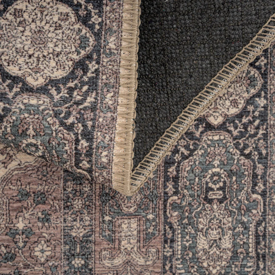 Flatwoven Washable Teal Medallion Runner - Caragh - Image 7