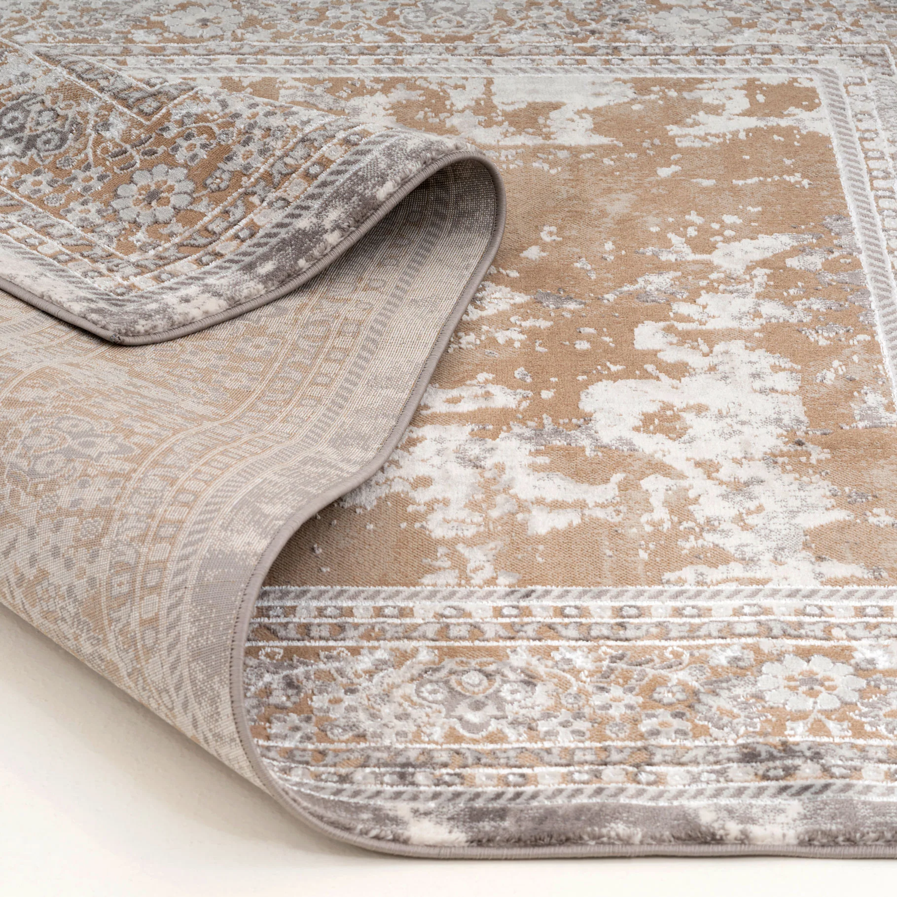Traditional Distressed Beige Runner Rug - Image 6