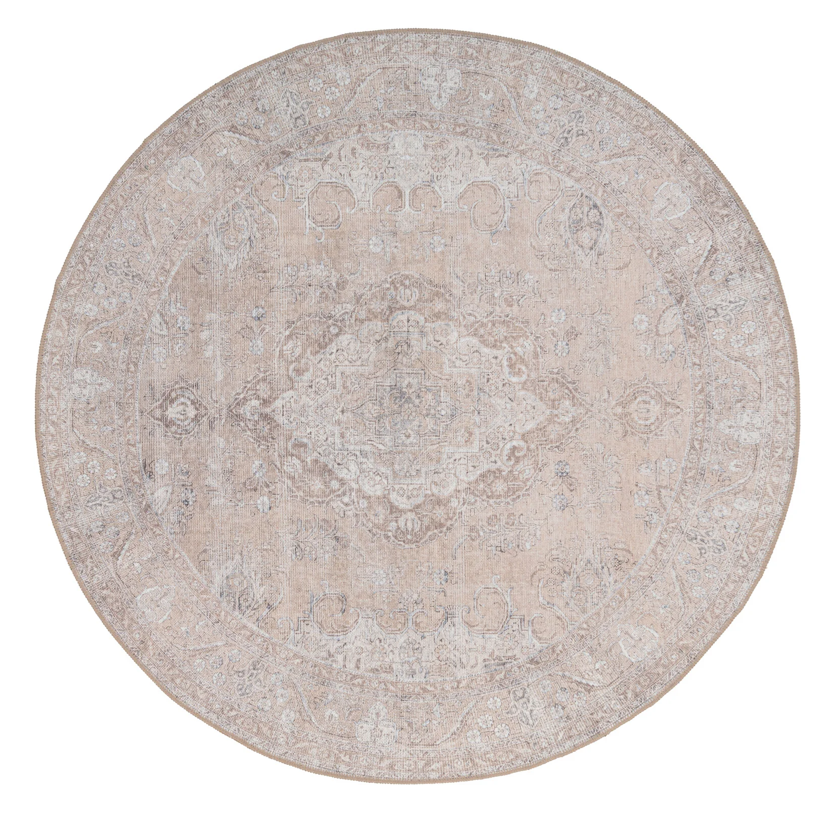 Flatwoven Washable Traditional Distressed Beige Rug - Zoe - Image 14