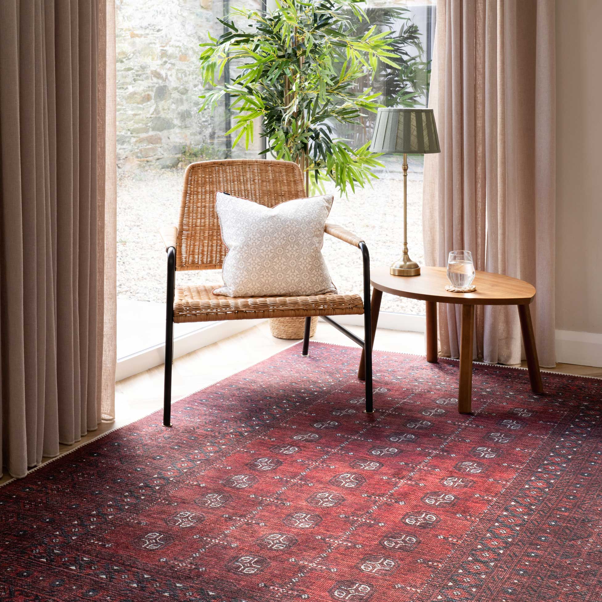 Flatwoven Washable Traditional Red Oriental Rug - Bannon - Image 3