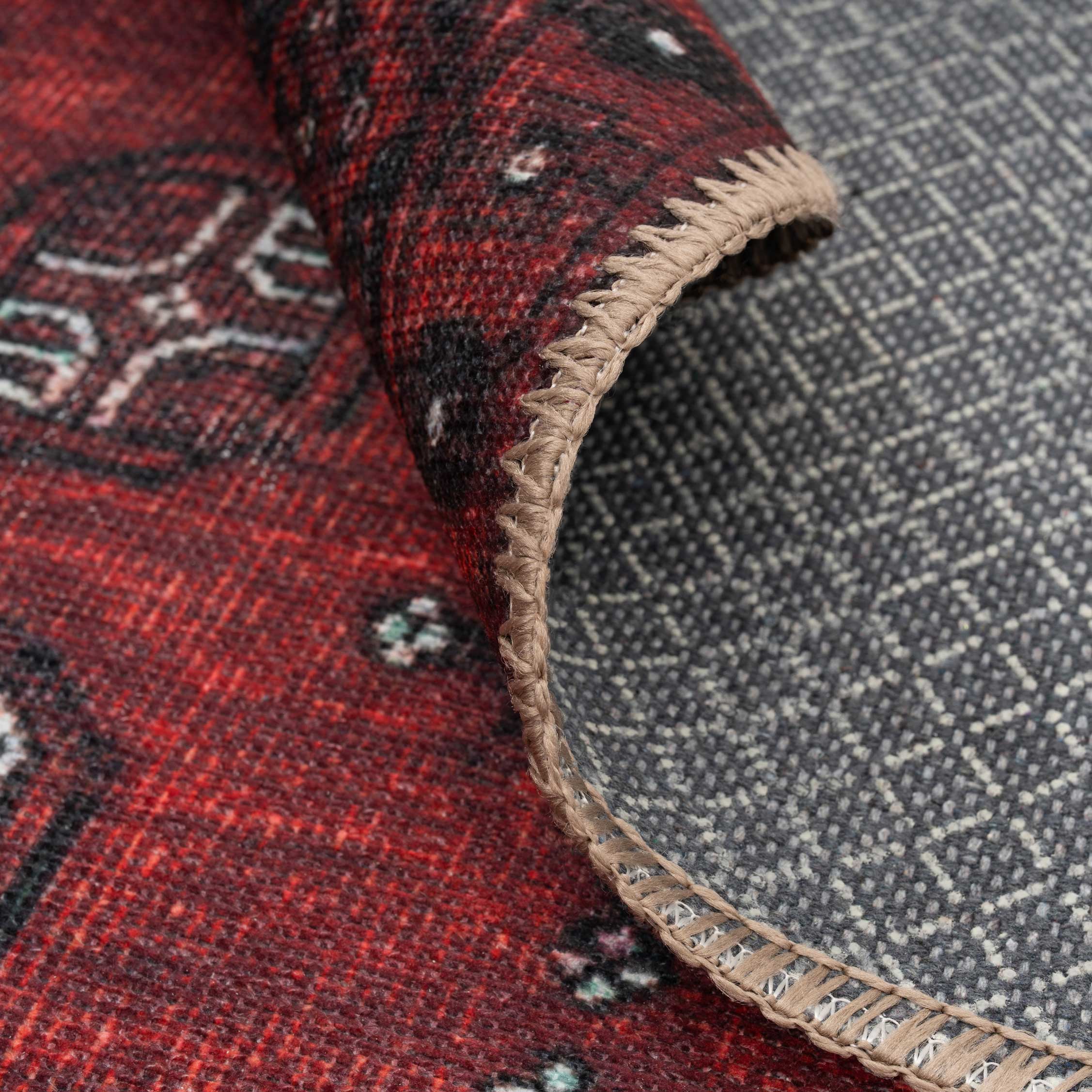 Flatwoven Washable Traditional Red Oriental Runner - Bannon - Image 3