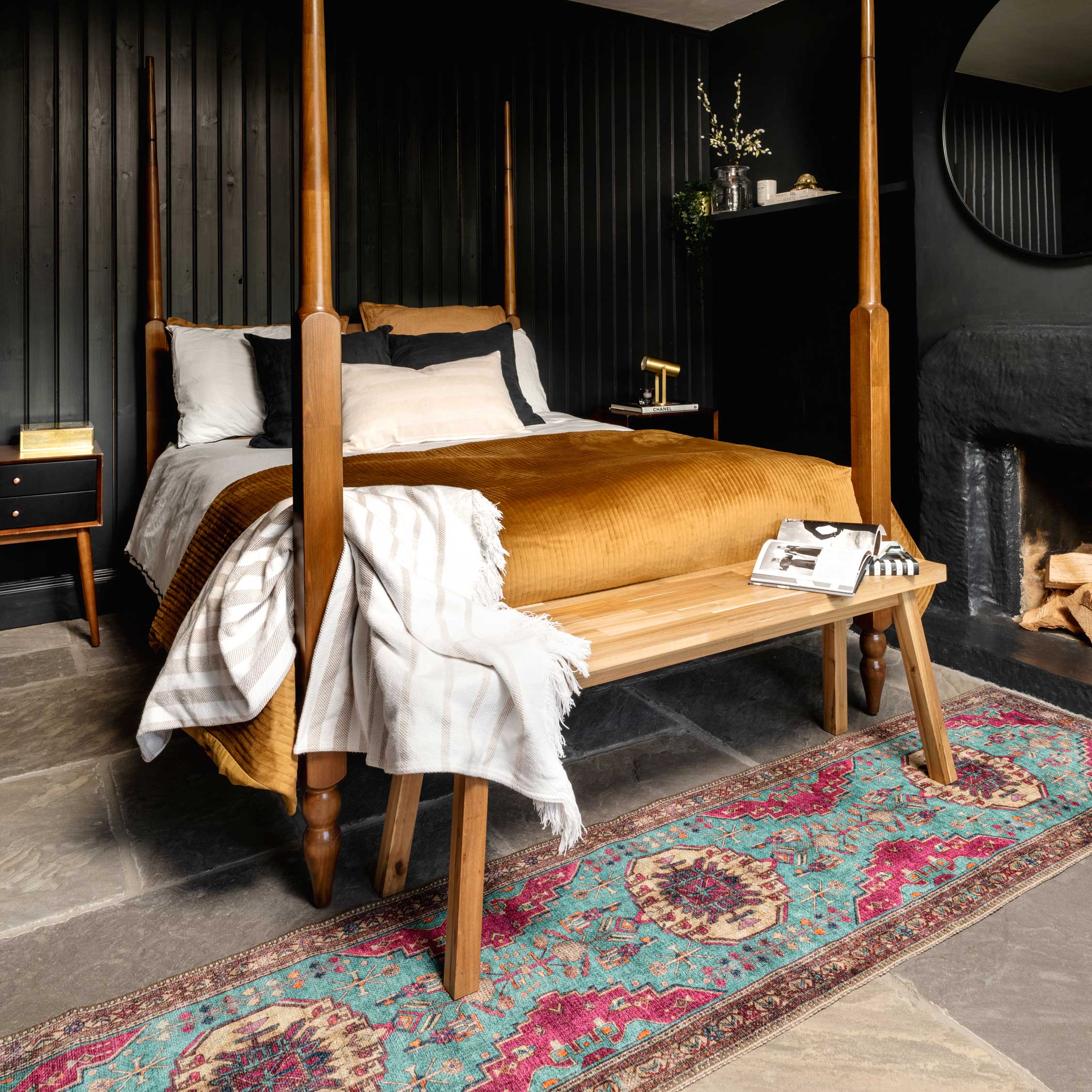 Flatwoven Washable Vibrant Teal Pink Distressed Boho Rug - Clarissa - Image 8