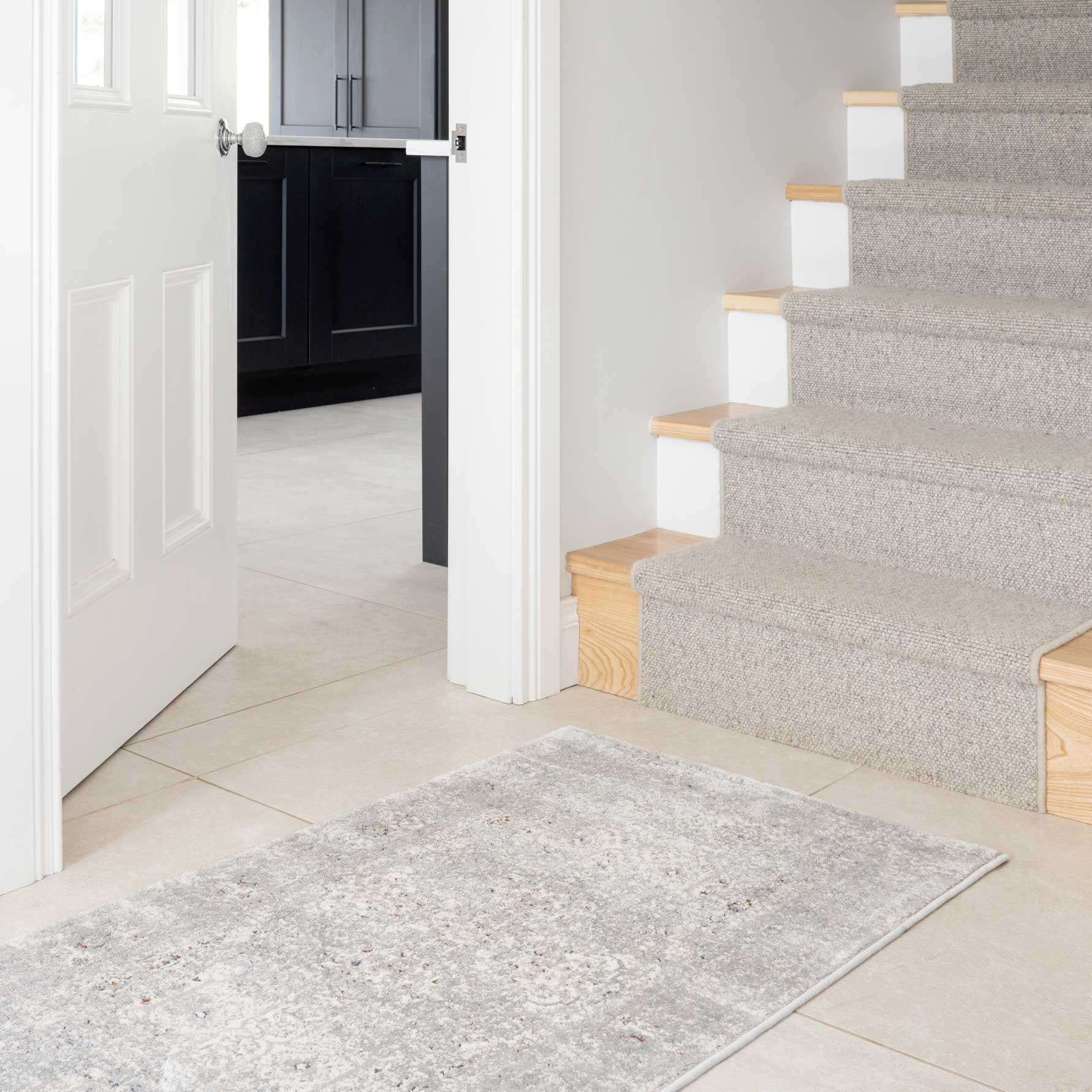 Vintage Grey Washed Effect Bedroom Rug - Image 3