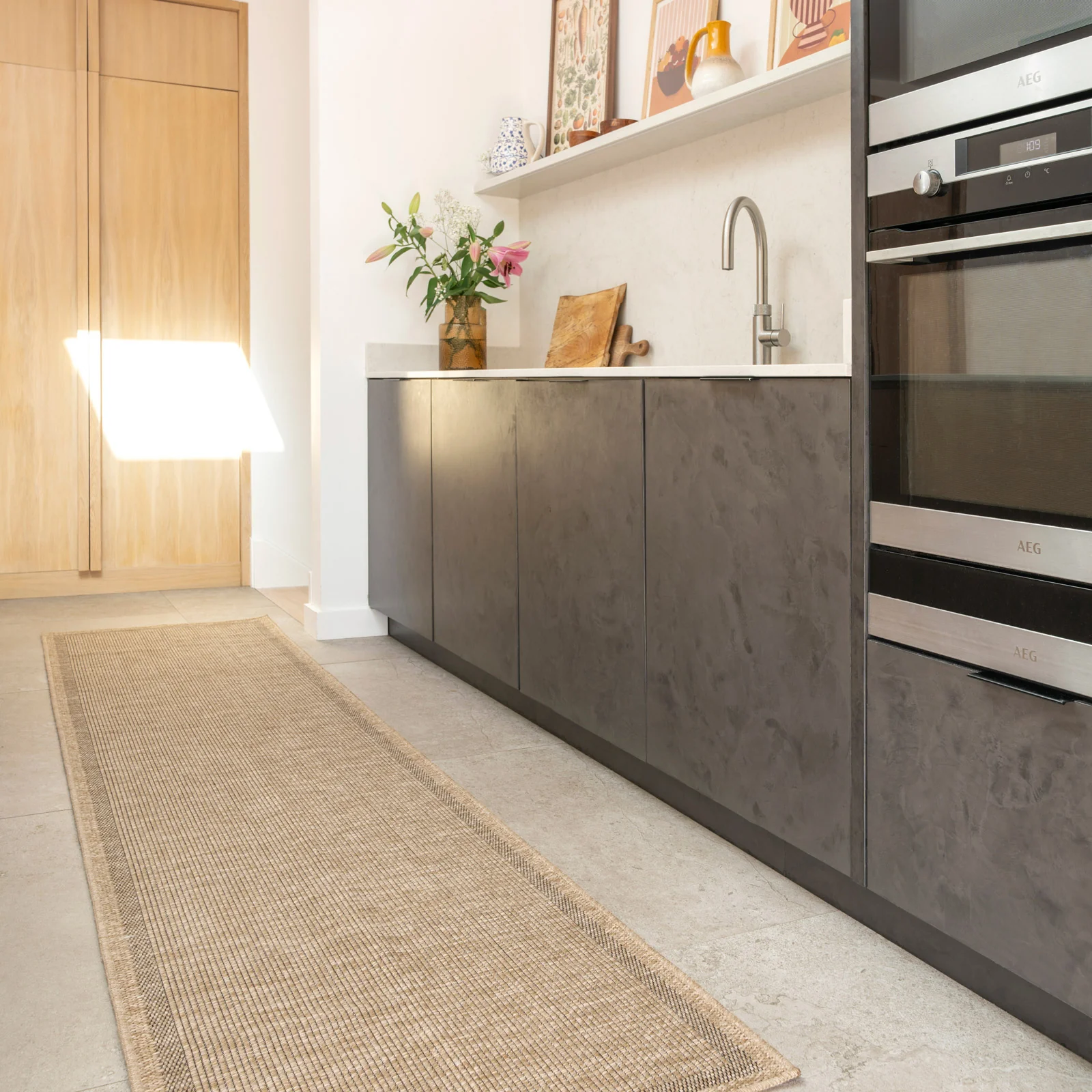 Washable Beige Border Jute Style Rug - Rayna - Image 6