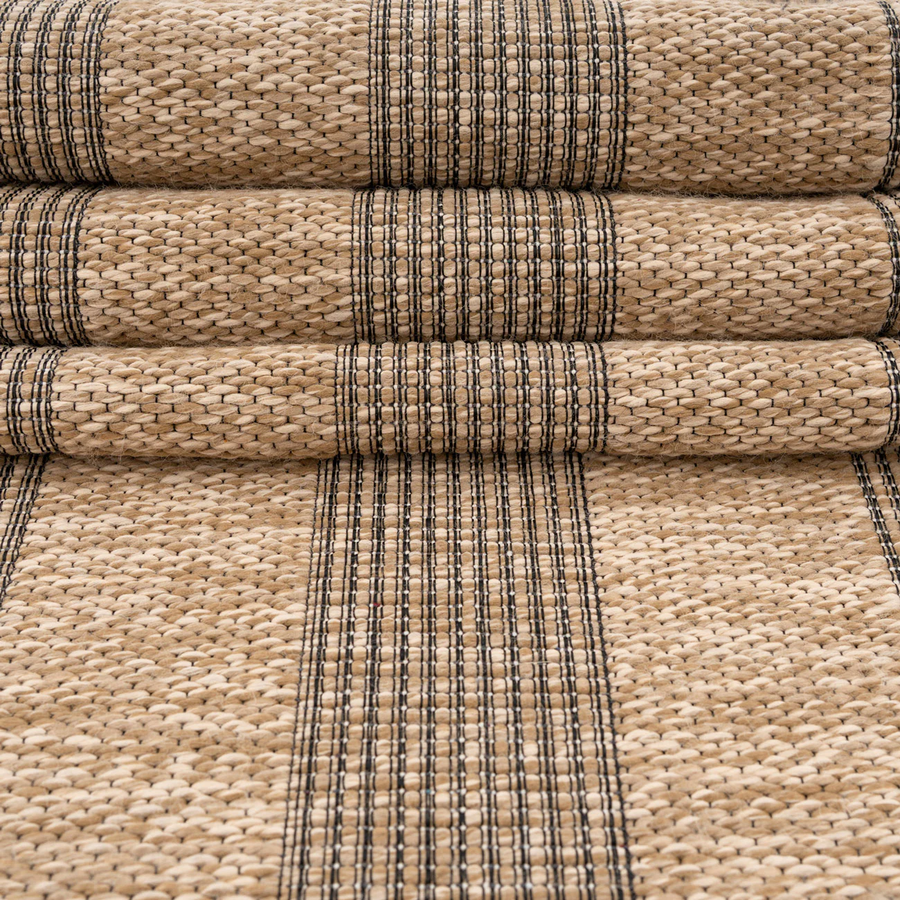 Washable Beige Striped Jute Style Runner - Leni - Image 4