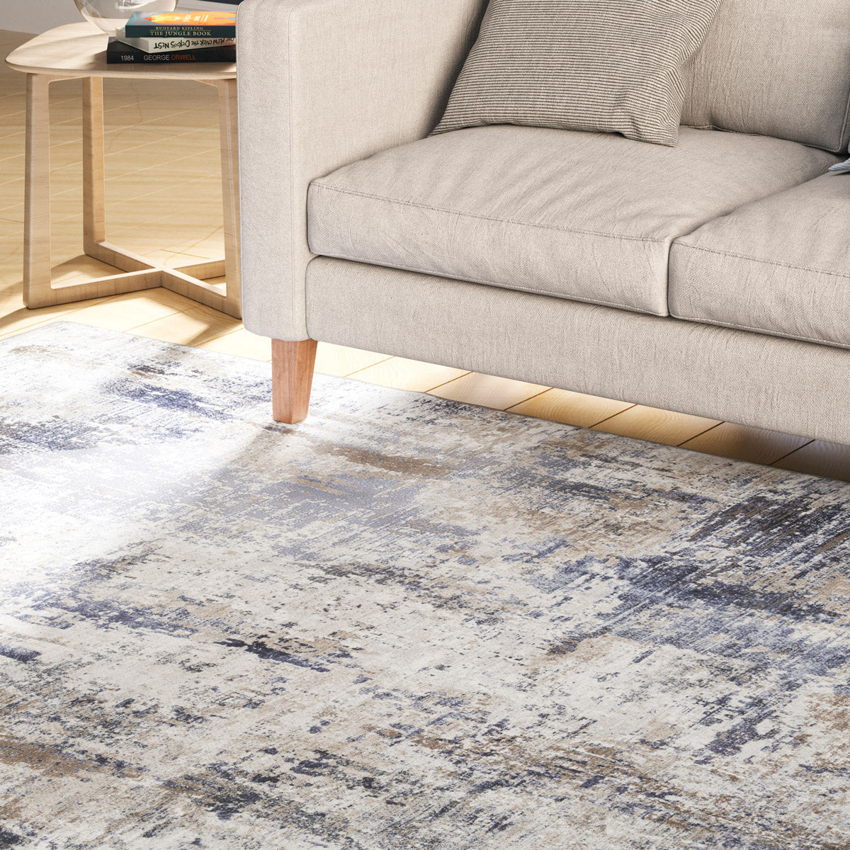 Washable Blue Abstract Rug - Skye - Image 4