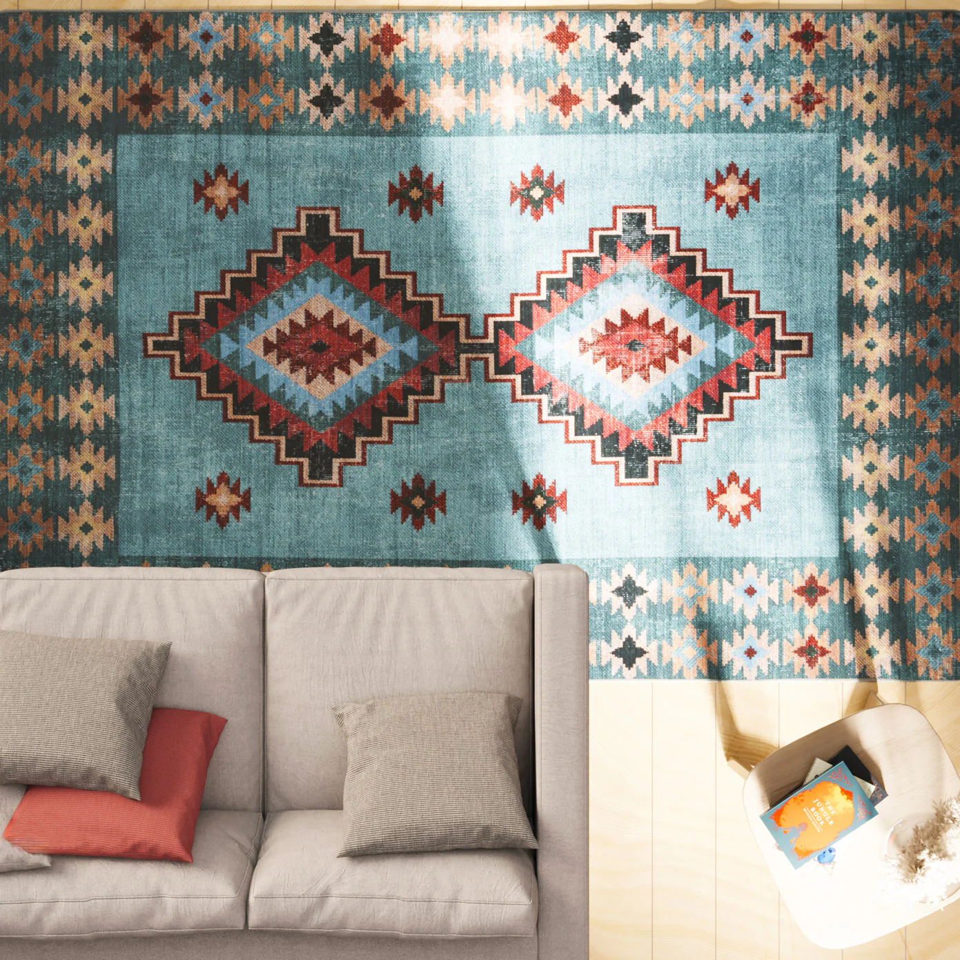 Washable Blue Berber Style Rug - Yasmine - Image 4