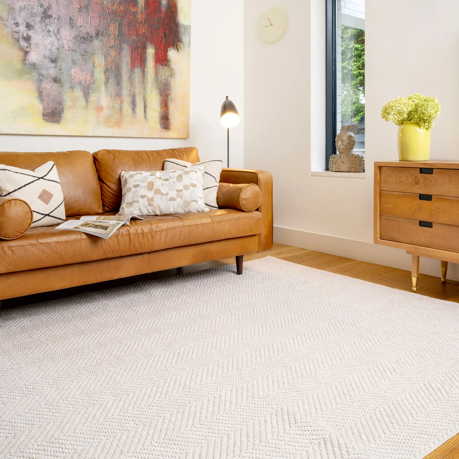 Washable Bobbled Beige Chevron Rug - Kate - Image 4