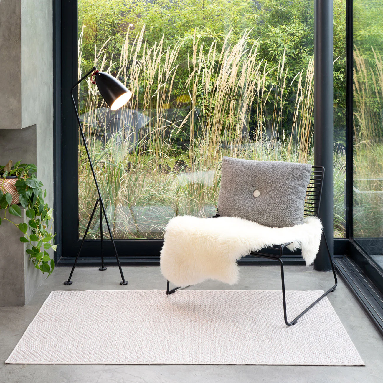 Washable Bobbled Beige Chevron Rug - Kate - Image 6