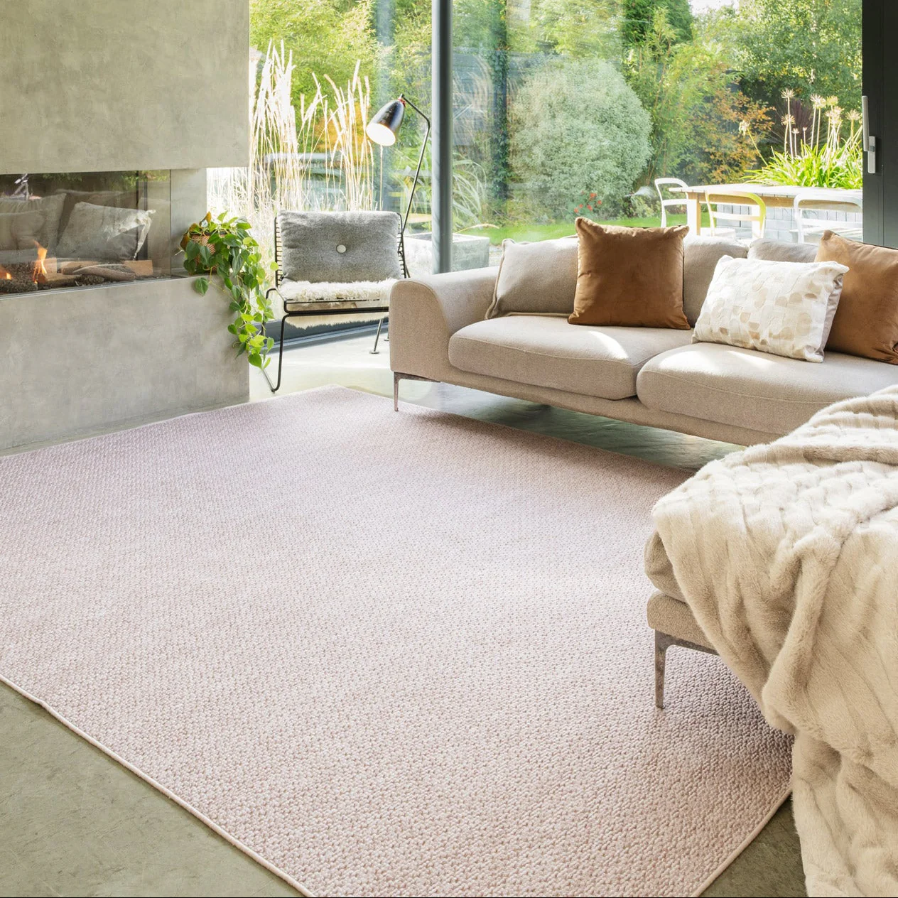 Washable Bobbled Beige Chic Rug - Lucy - Image 4