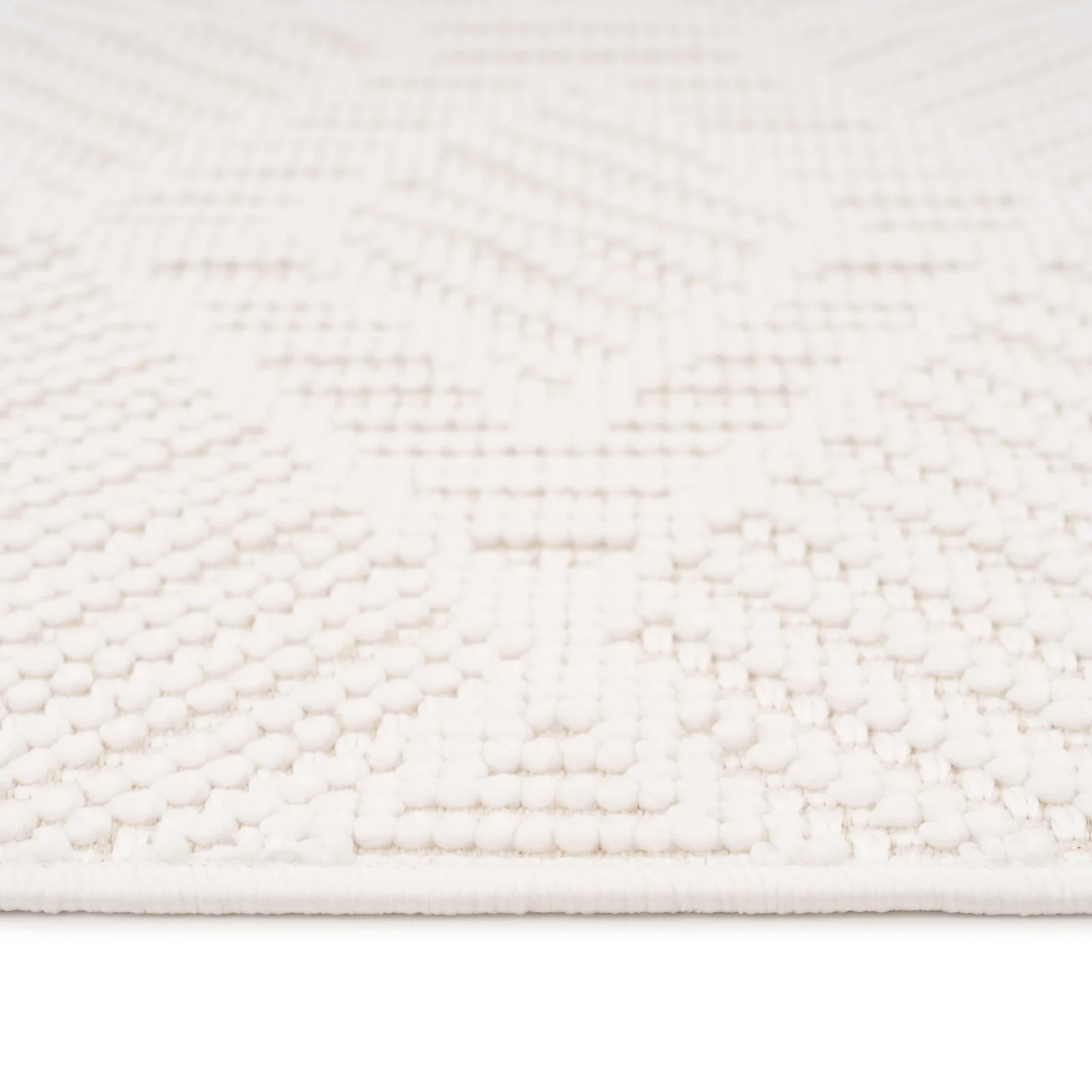 Washable Bobbled Cream Diamond Rug - Leah - Image 9