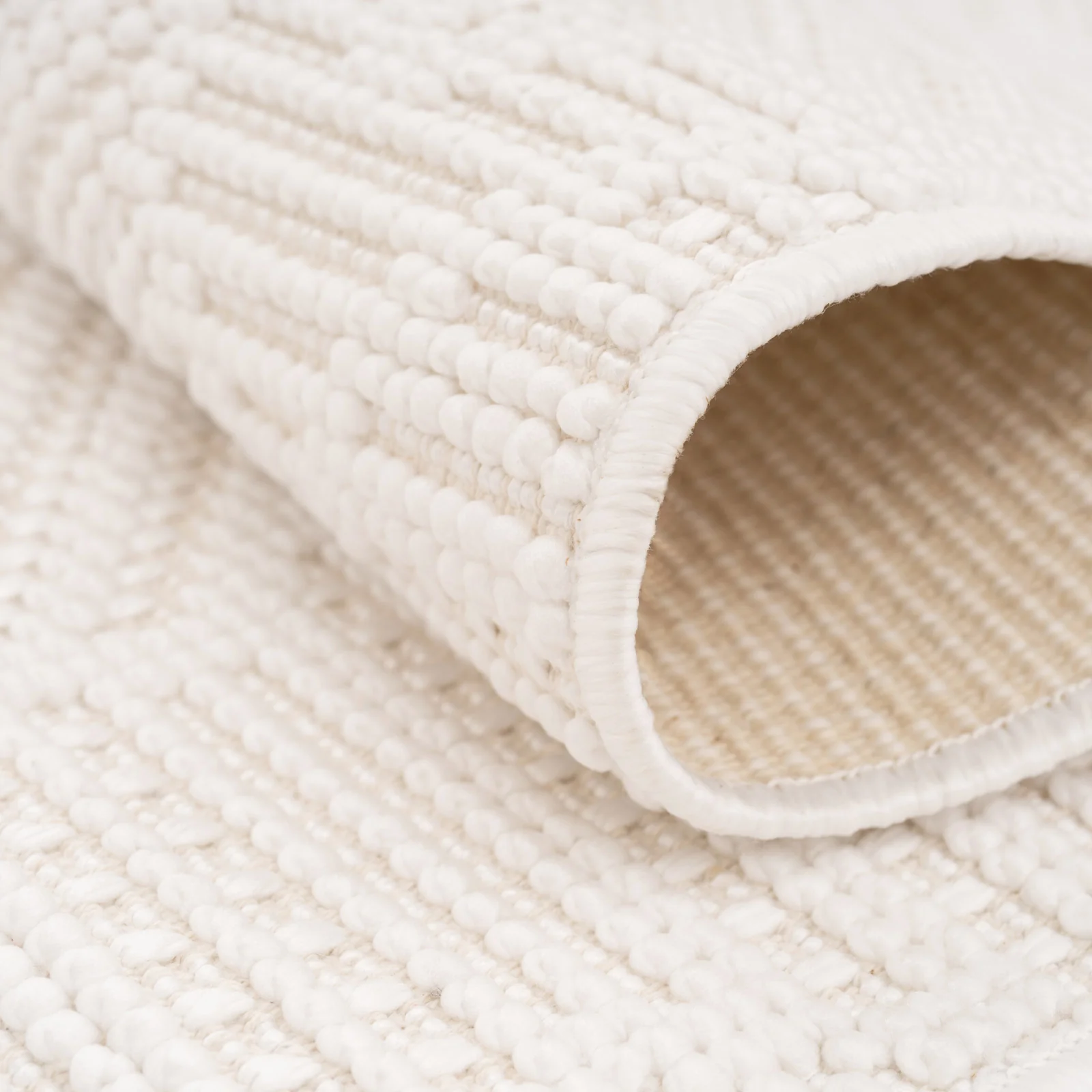 Washable Bobbled Cream Diamond Rug - Leah - Image 12