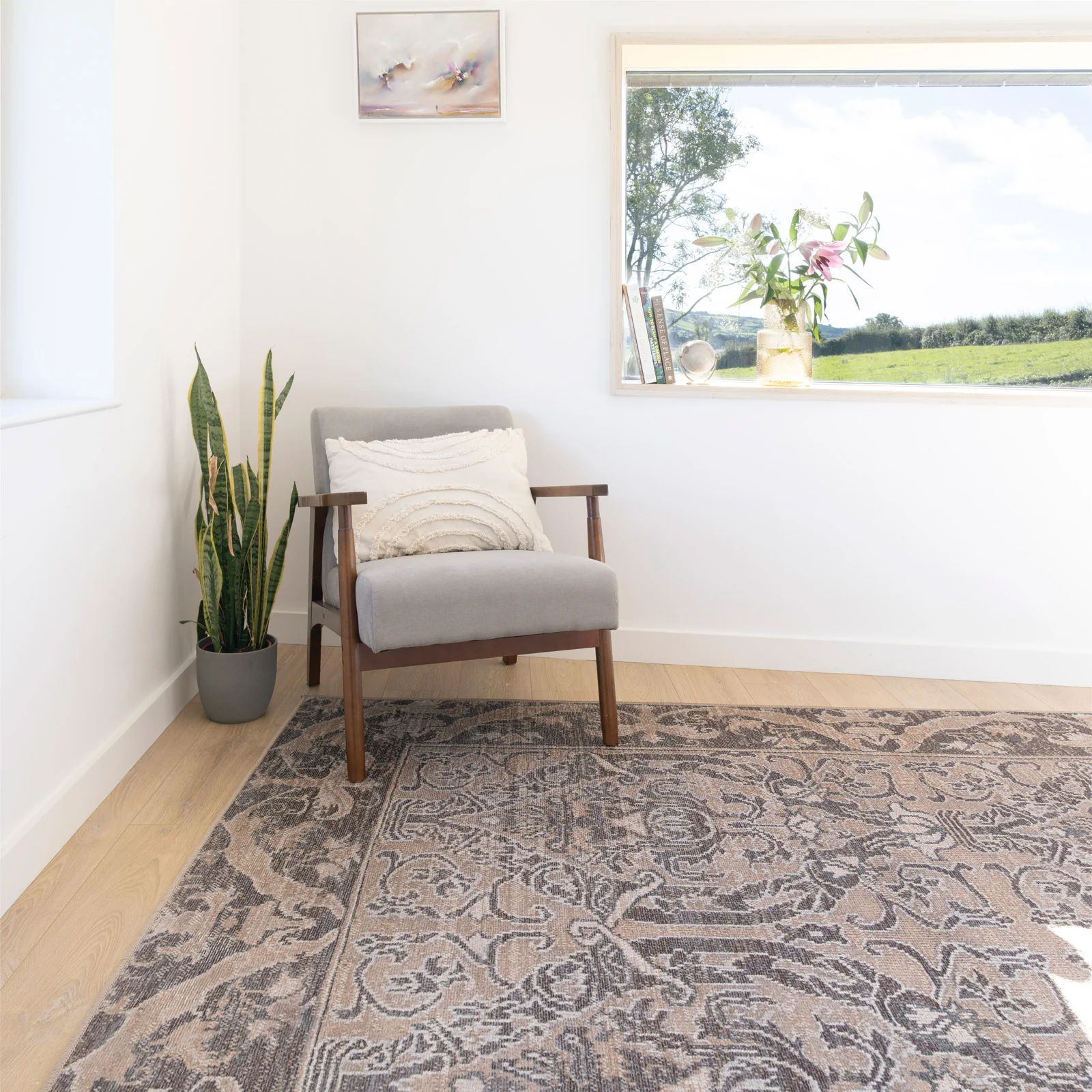 Washable Brown Ornate Jute Style Rug - Eden - Image 4