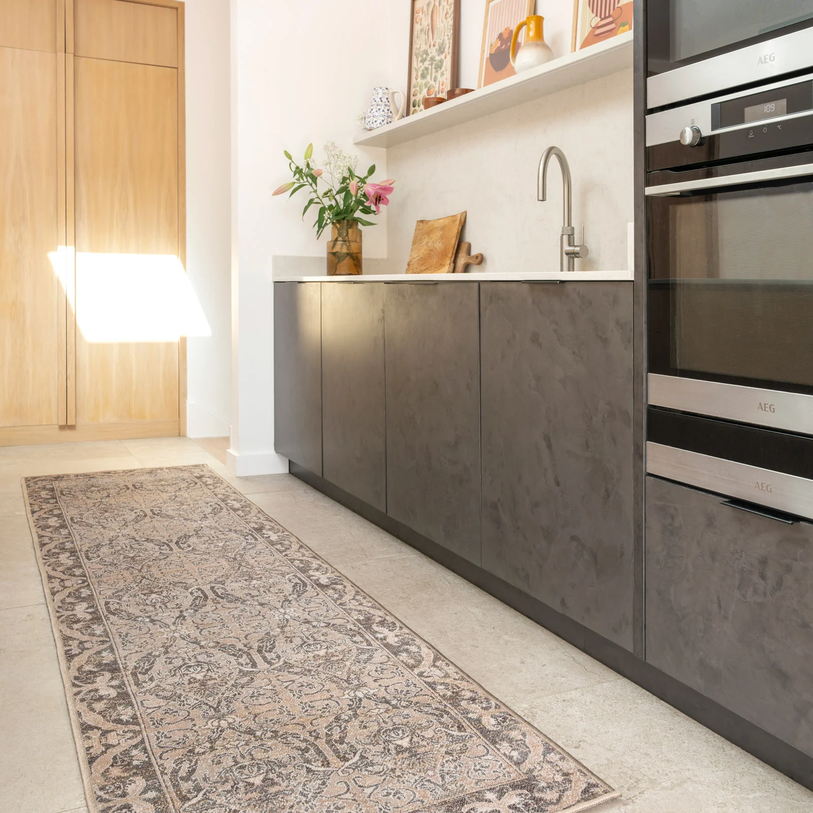 Washable Brown Ornate Jute Style Rug - Eden - Image 5