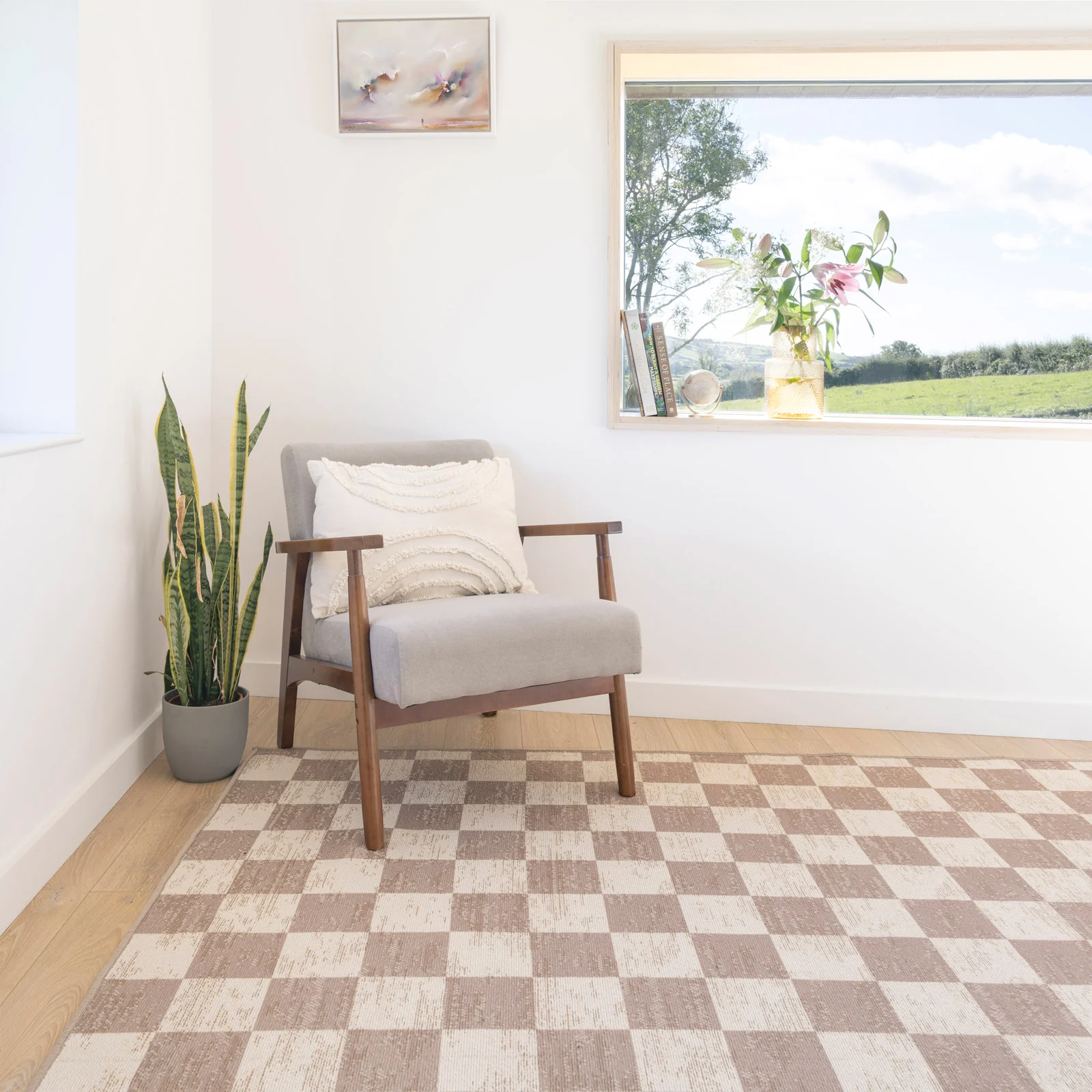 Washable Checkerboard Jute Style Rug - Noa - Image 5