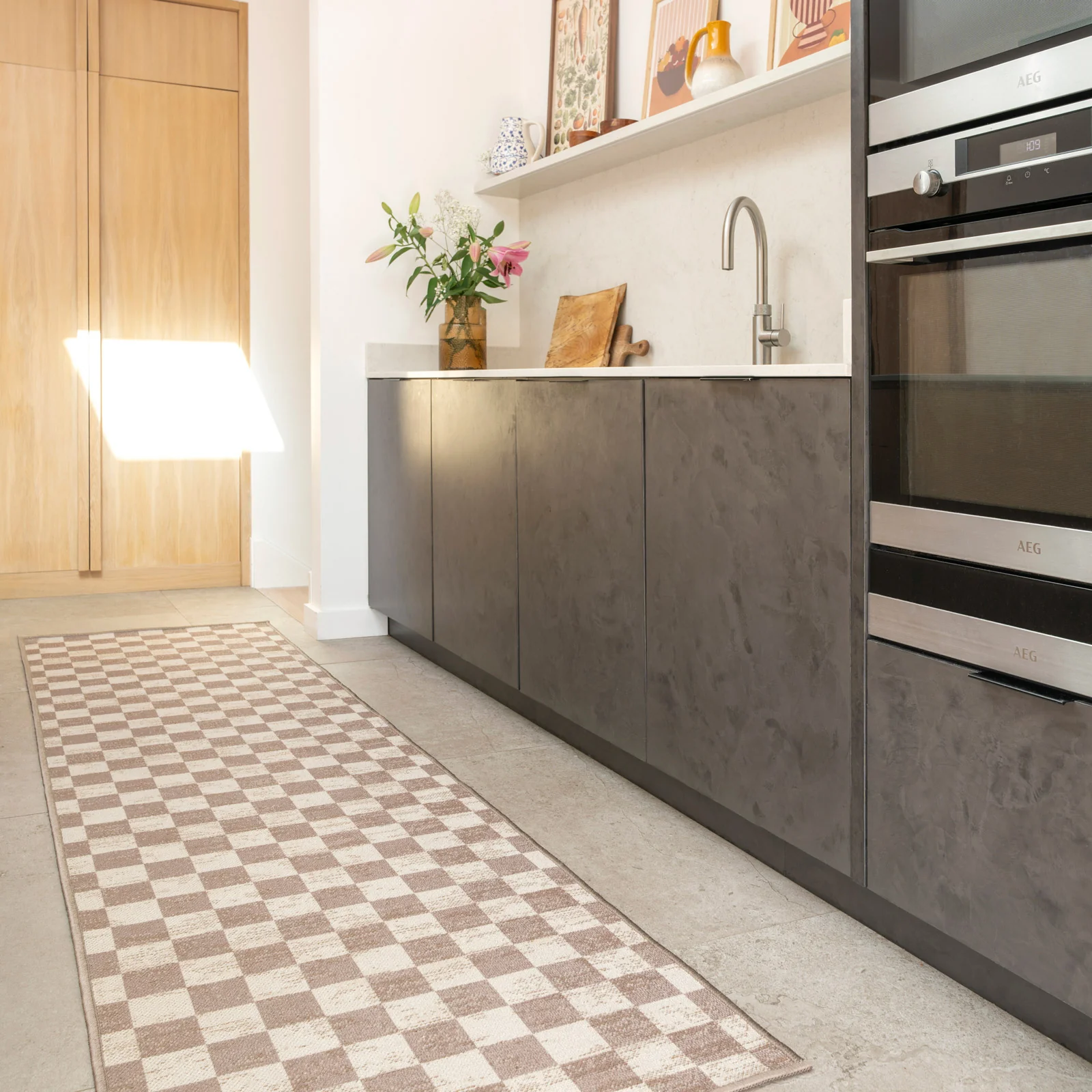 Washable Checkerboard Jute Style Rug - Noa - Image 6