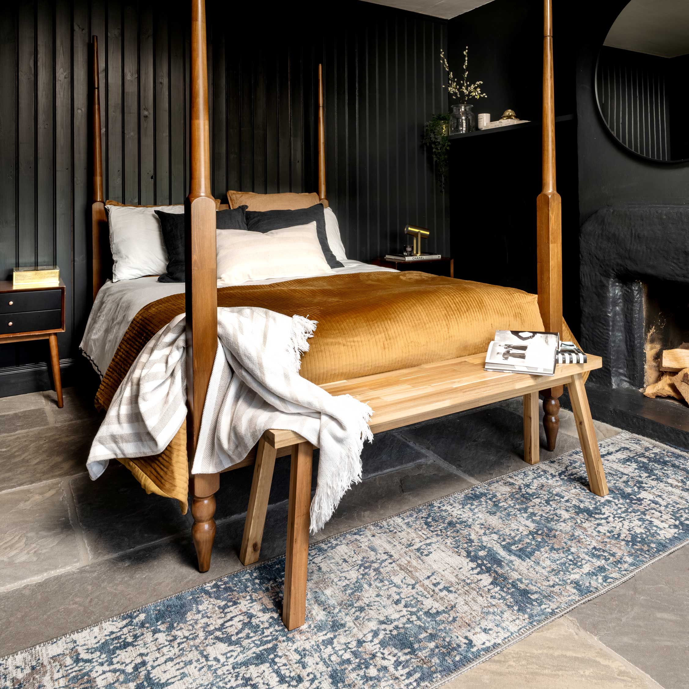 Flatwoven Washable Distressed Blue Runner - Dash - Image 4