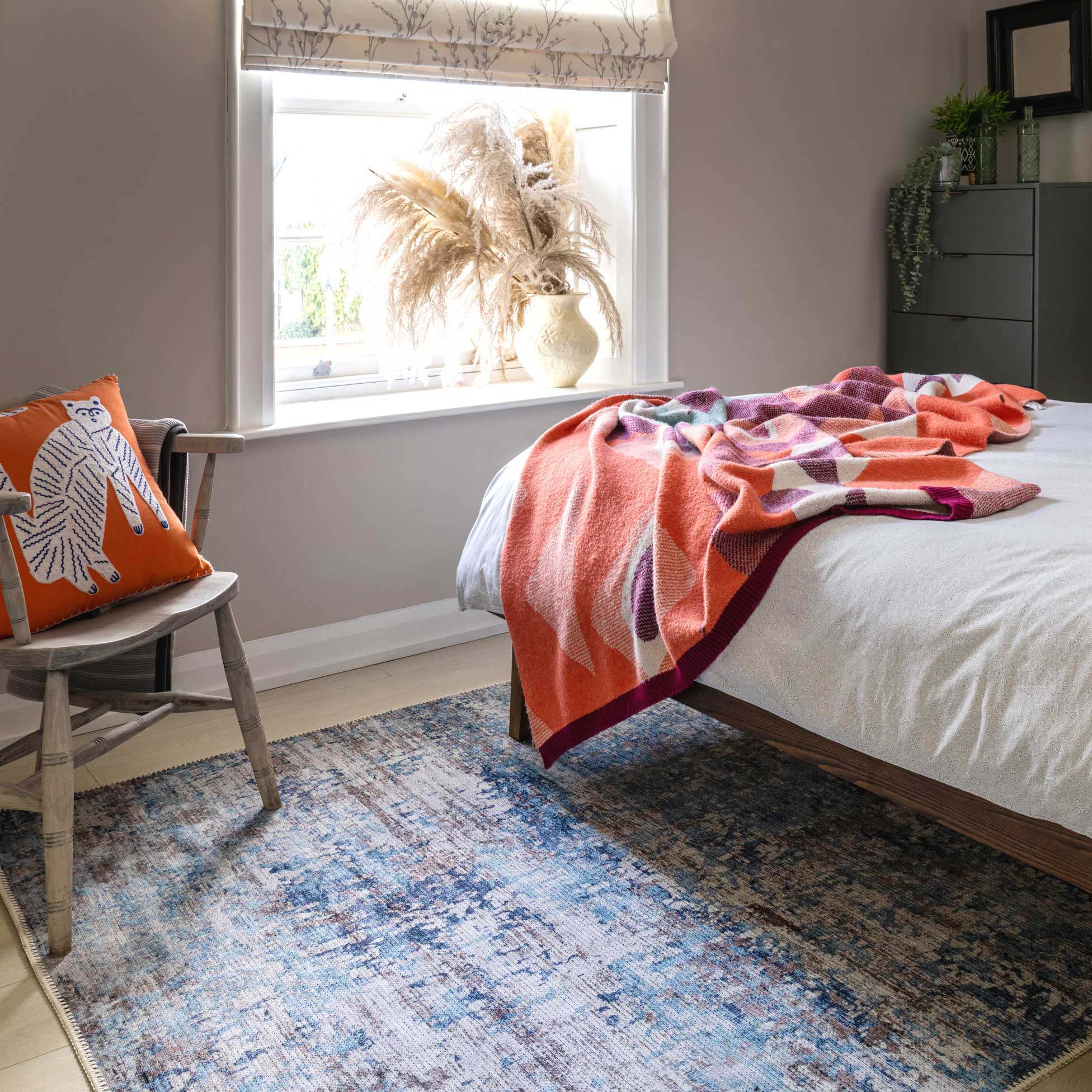 Flatwoven Washable Distressed Blue Runner - Dash - Image 8