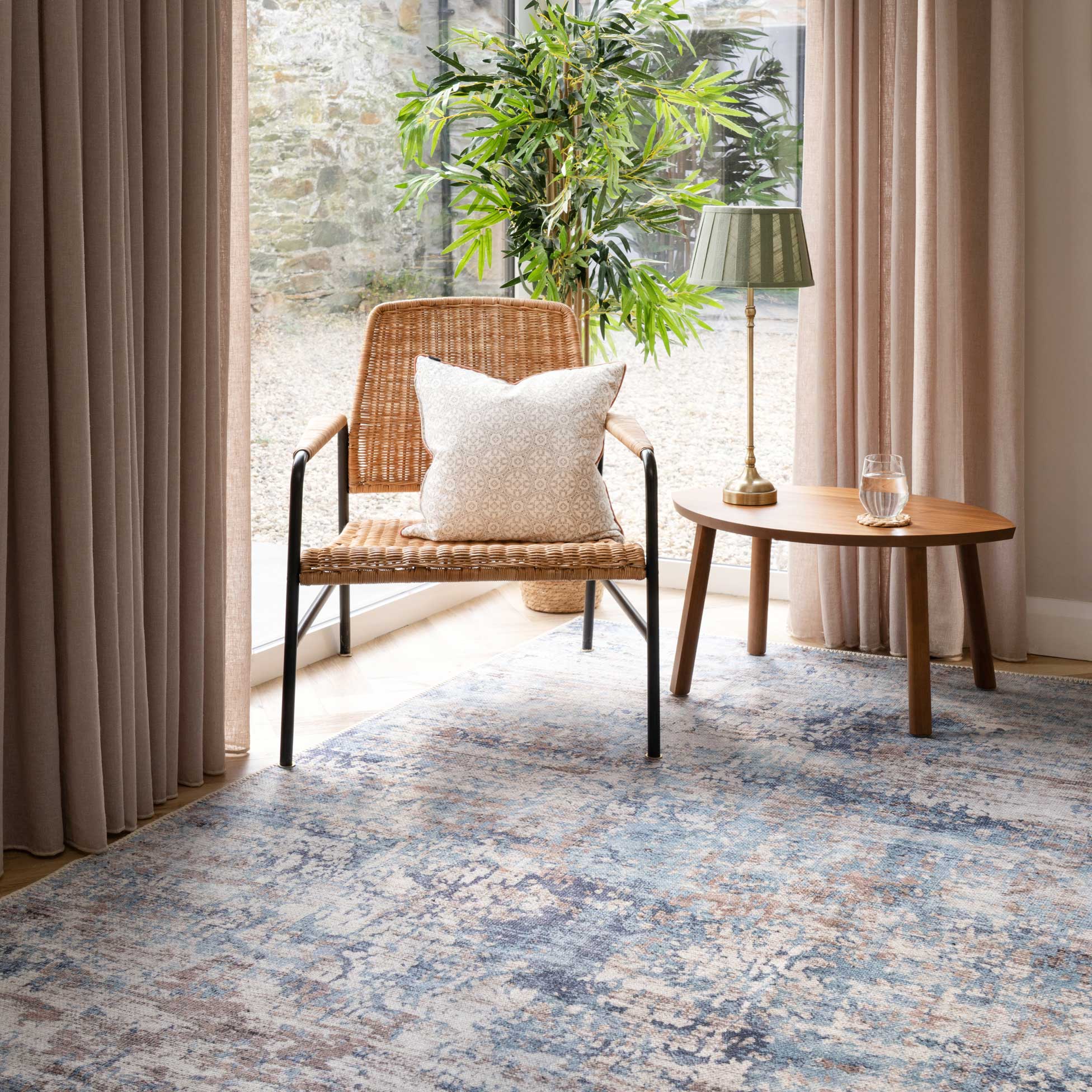 Flatwoven Washable Distressed Blue Runner - Dash - Image 9