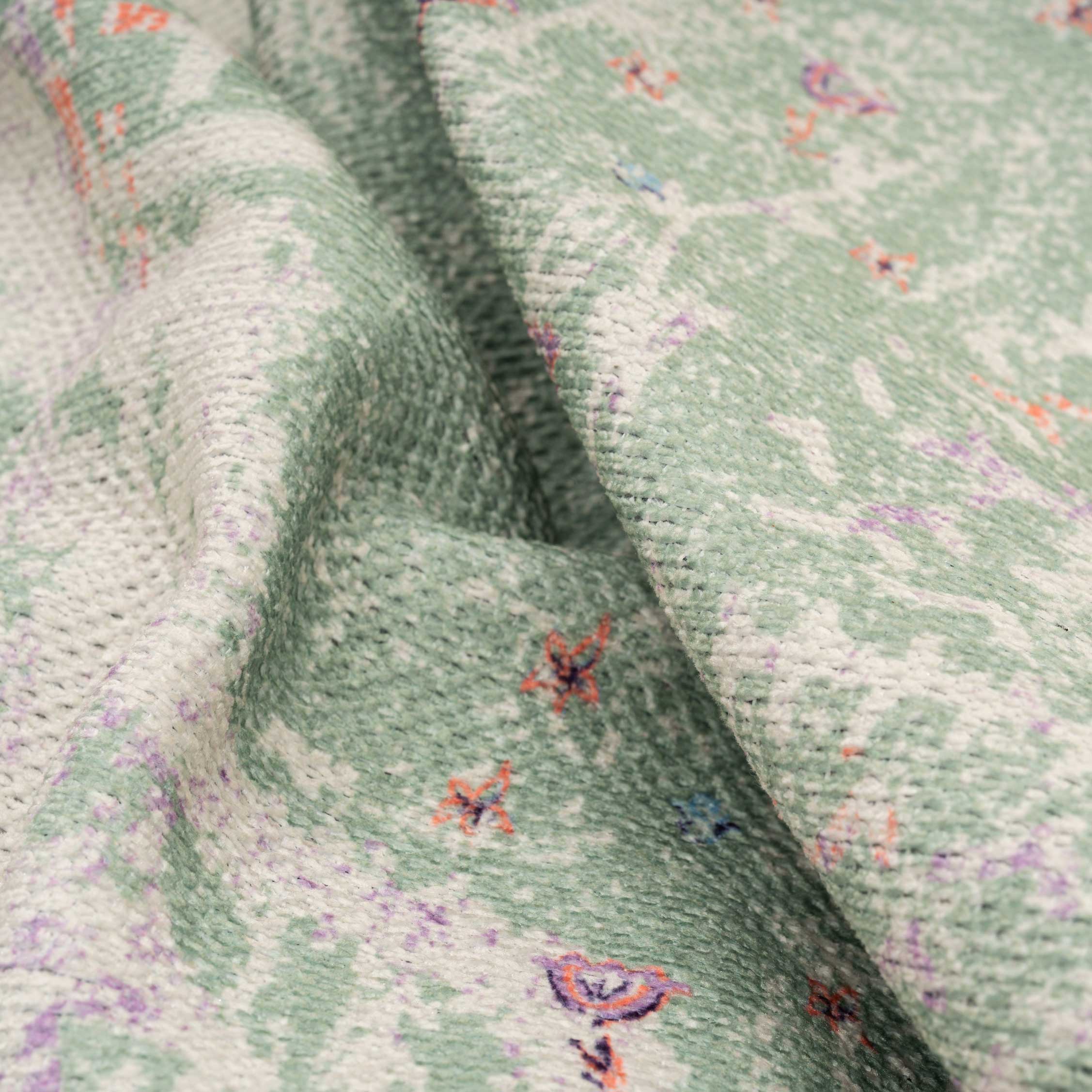 Flatwoven Washable Distressed Green Medallion Rug - Lottie - Image 7