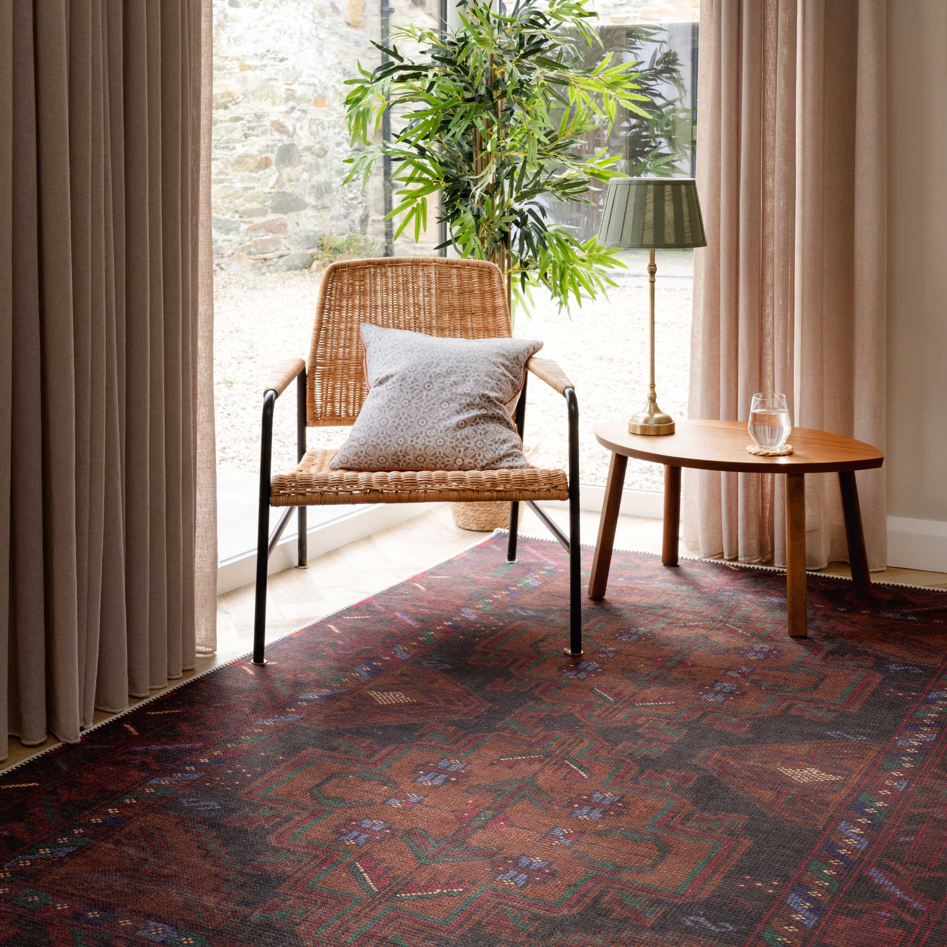 Flatwoven Washable Distressed Brown Runner  - Caris - Image 7