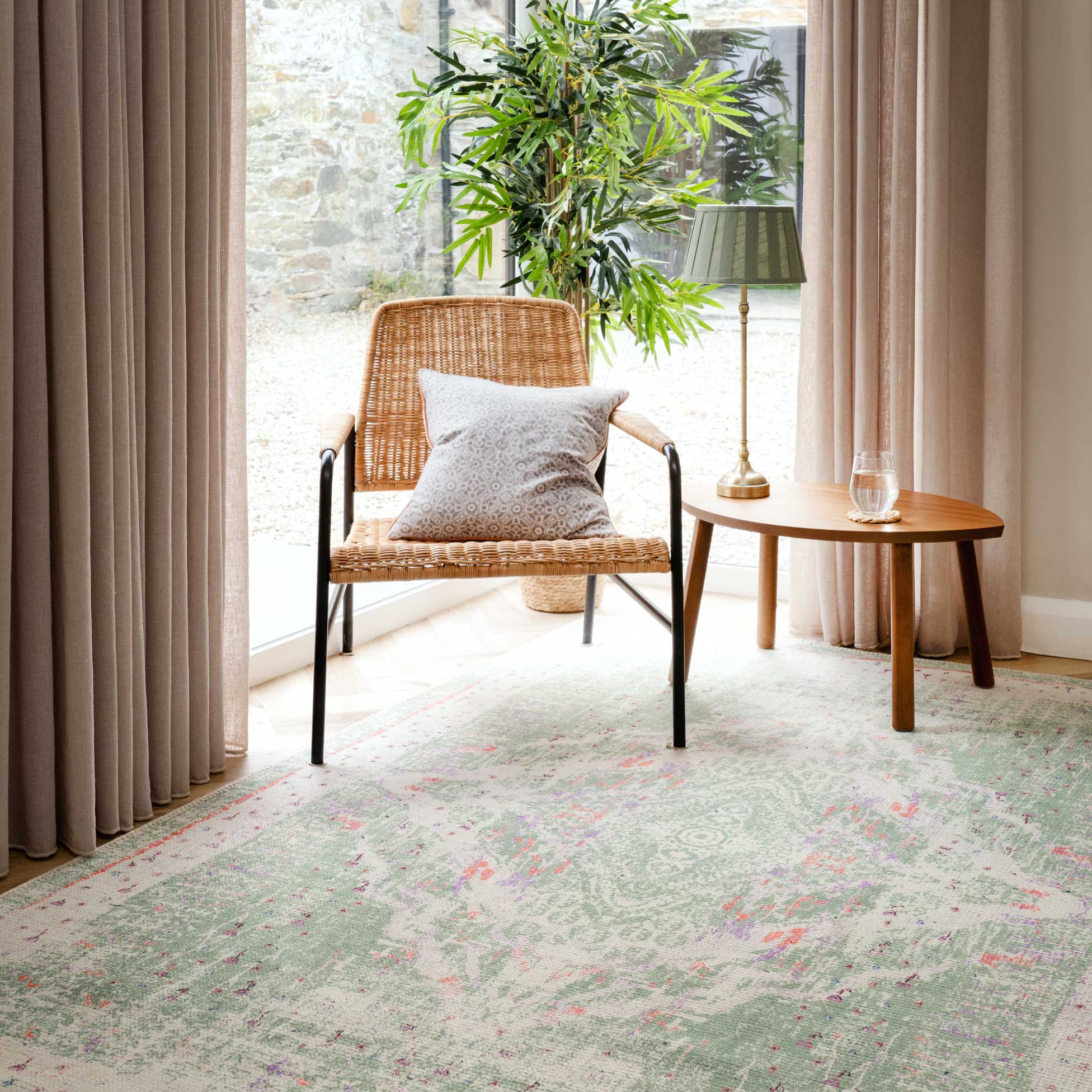 Flatwoven Washable Green Medallion Runner - Lottie - Image 7