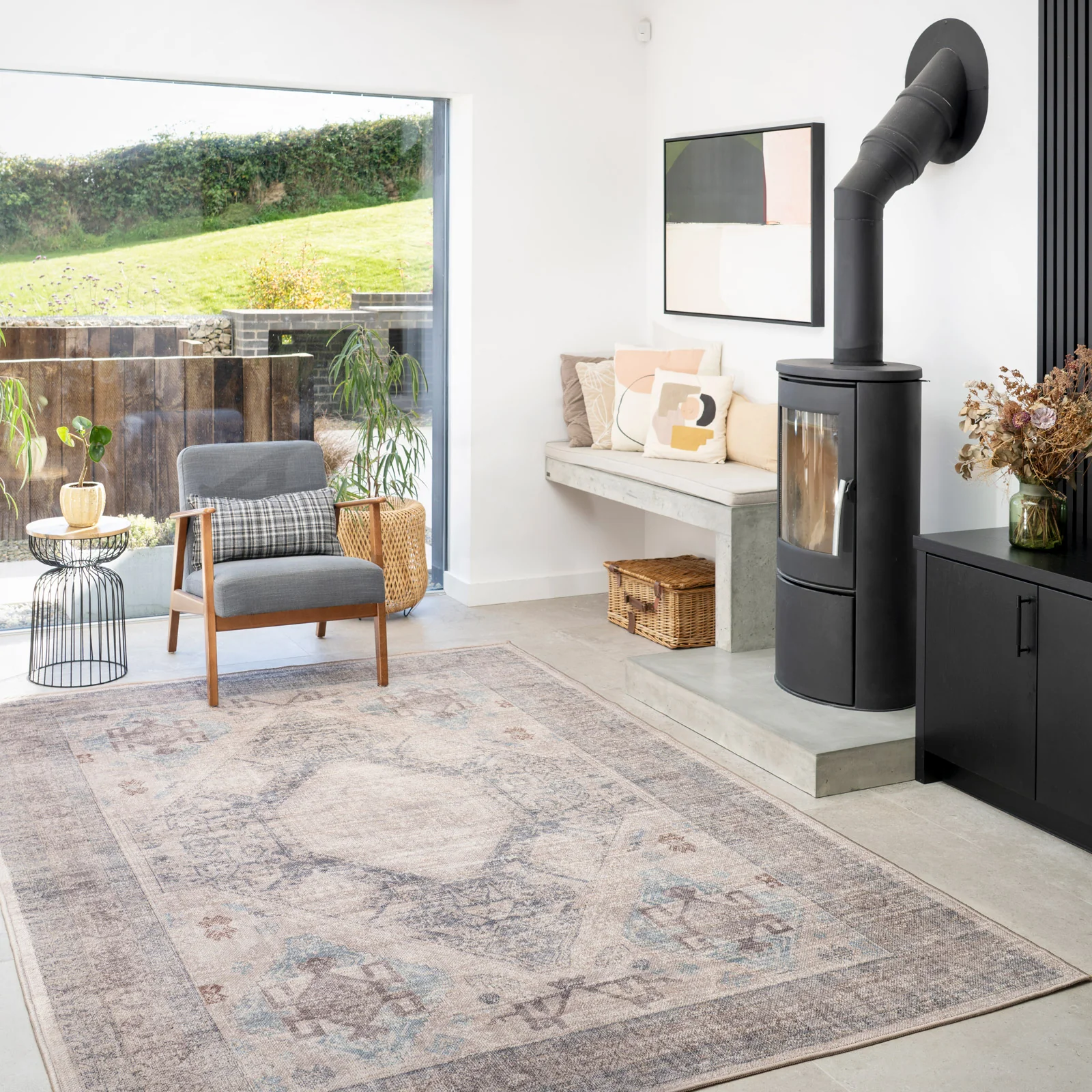 Washable Greige Blue Jute Style Rug - Ruah - Image 4