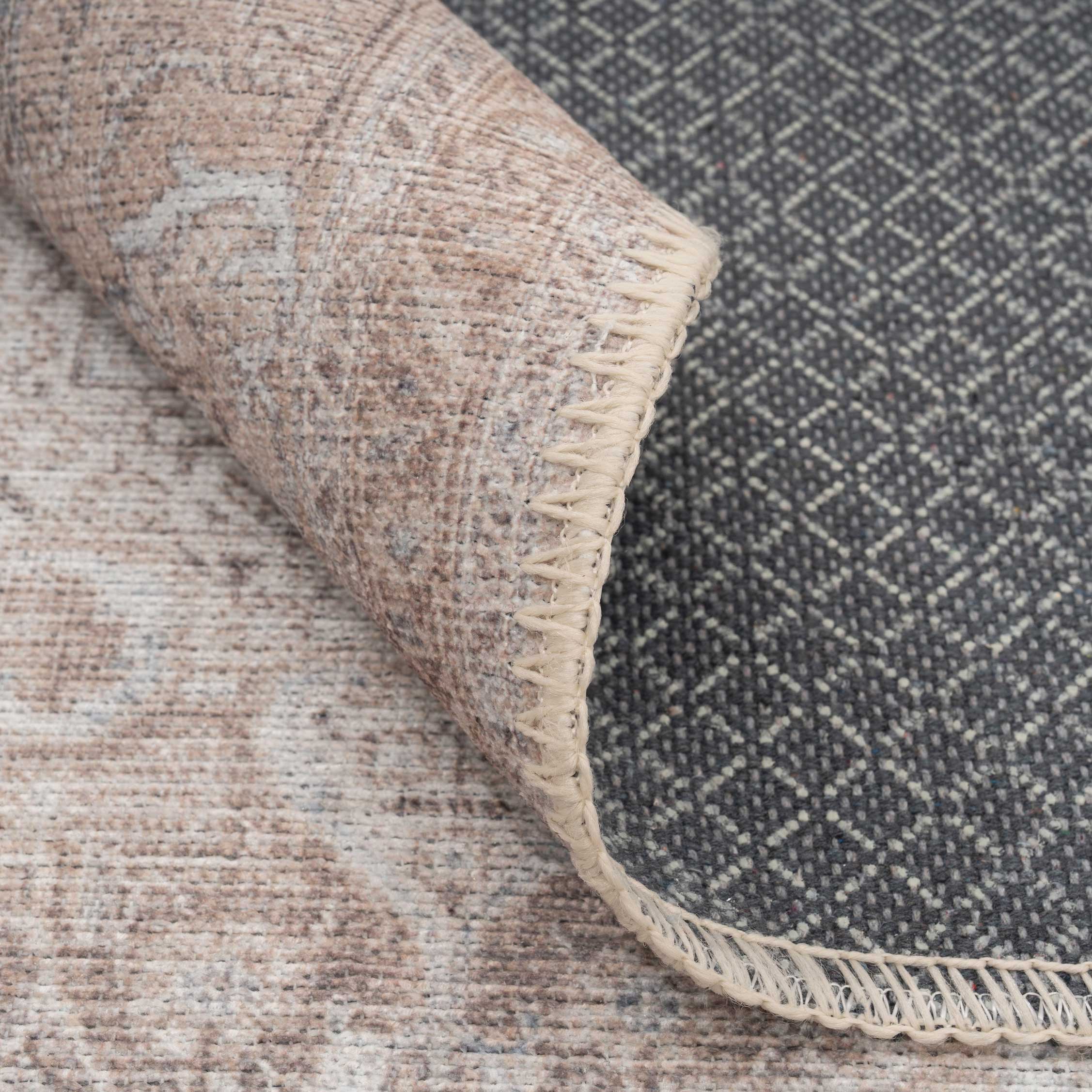 Flatwoven Washable Traditional Distressed Beige Rug - Zoe - Image 9