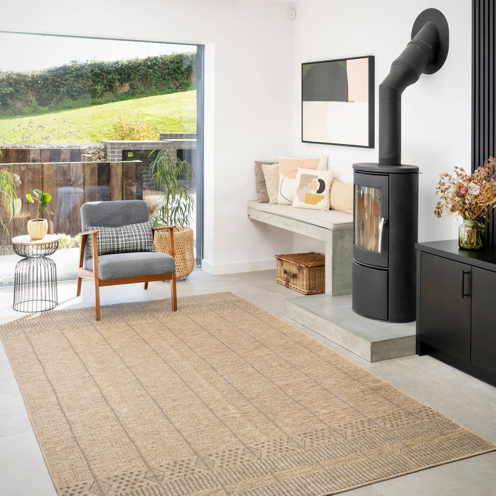 Washable Natural Brown Jute Style Rug - Kai - Image 4