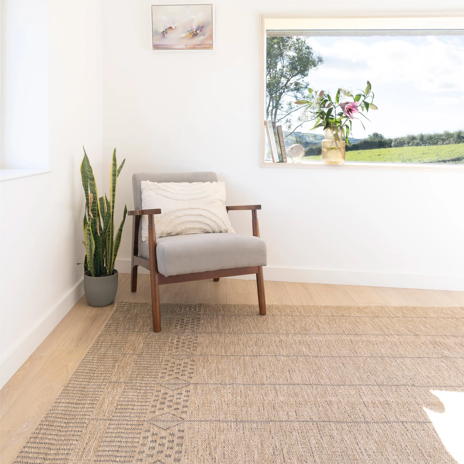 Washable Natural Brown Jute Style Rug - Kai - Image 5