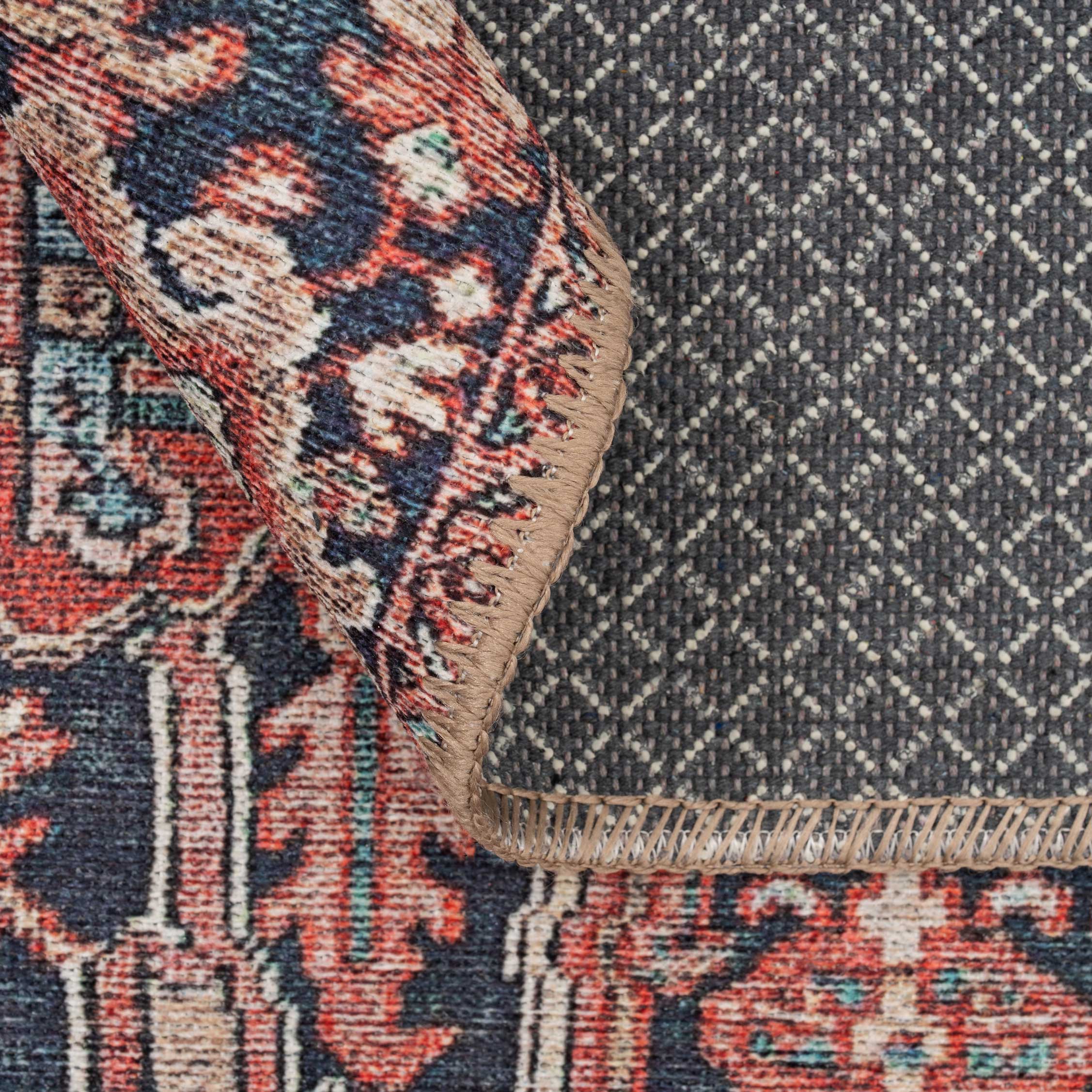 Flatwoven Washable Red Distressed Traditional Runner - Savanna - Image 7