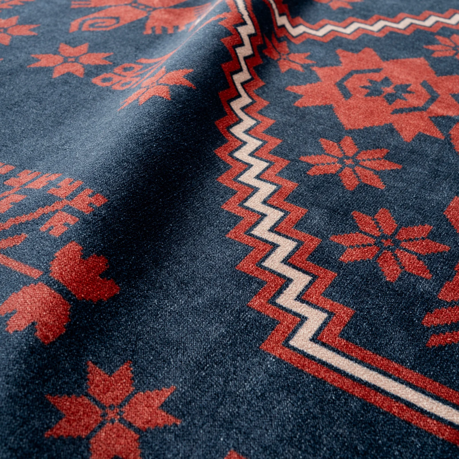 Washable Red Navy Persian Style Runner - Asha - Image 3