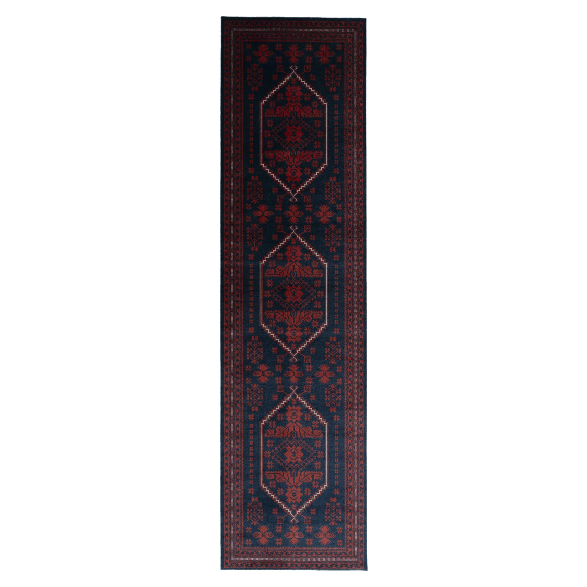 Washable Red Navy Persian Style Runner - Asha - Image 8