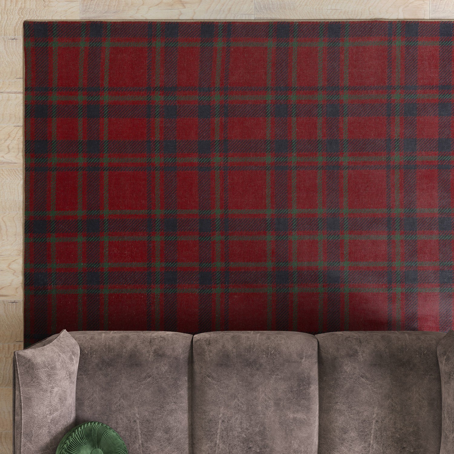 Washable Red Tartan Heritage Rug - Finn - Image 4