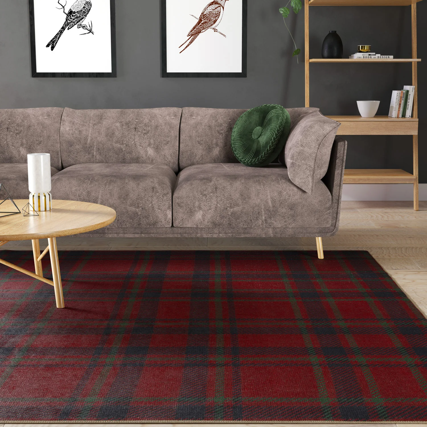 Washable Red Tartan Heritage Rug - Finn - Image 6