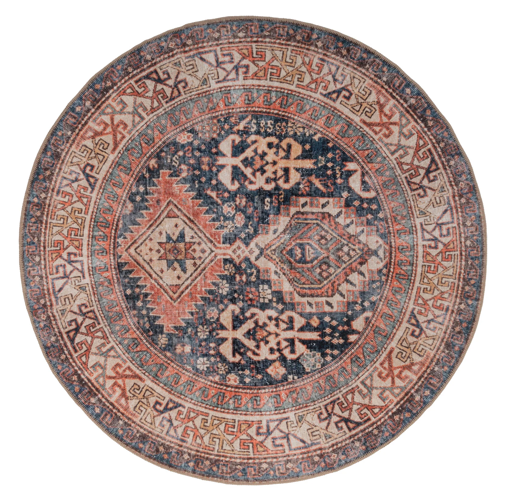 Flatwoven Washable Terracotta Distressed Boho Rug - Perla - Image 10
