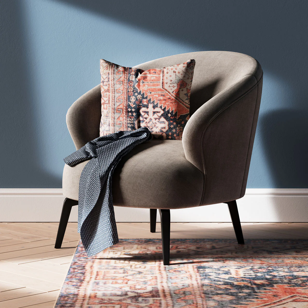 Flatwoven Washable Terracotta Distressed Boho Rug - Perla - Image 12