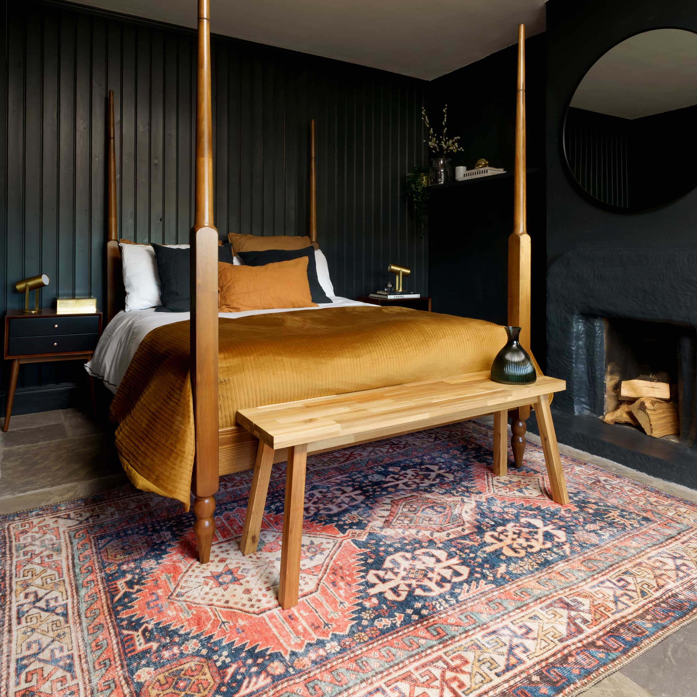 Flatwoven Washable Terracotta Distressed Boho Rug - Perla - Image 3