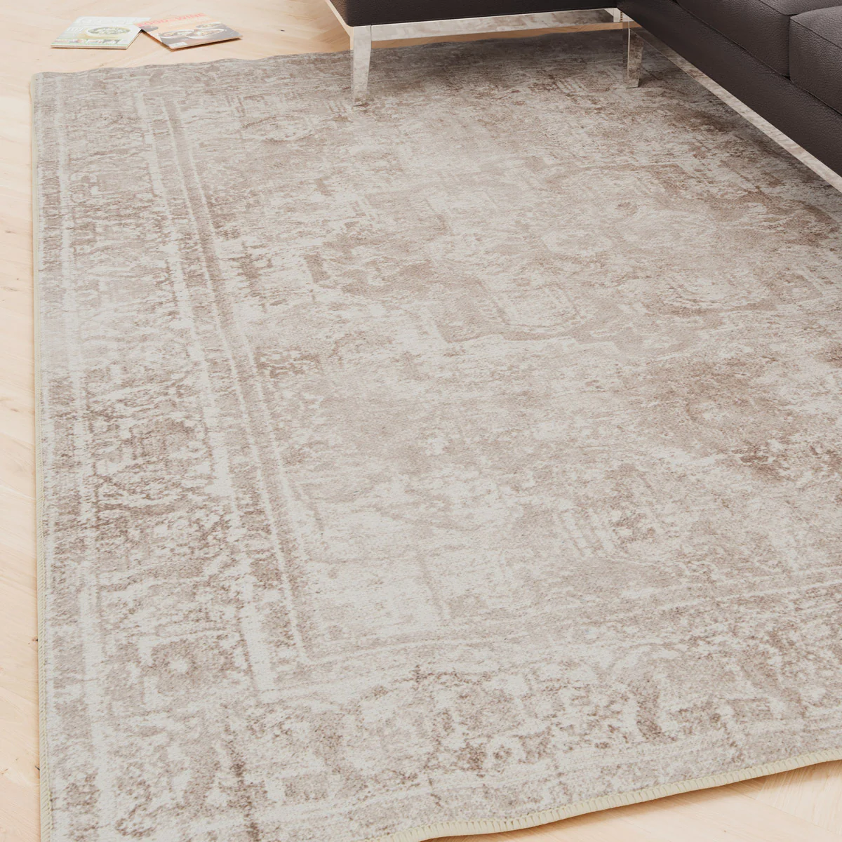 Washable Vintage Beige Rug - Isla - Image 4