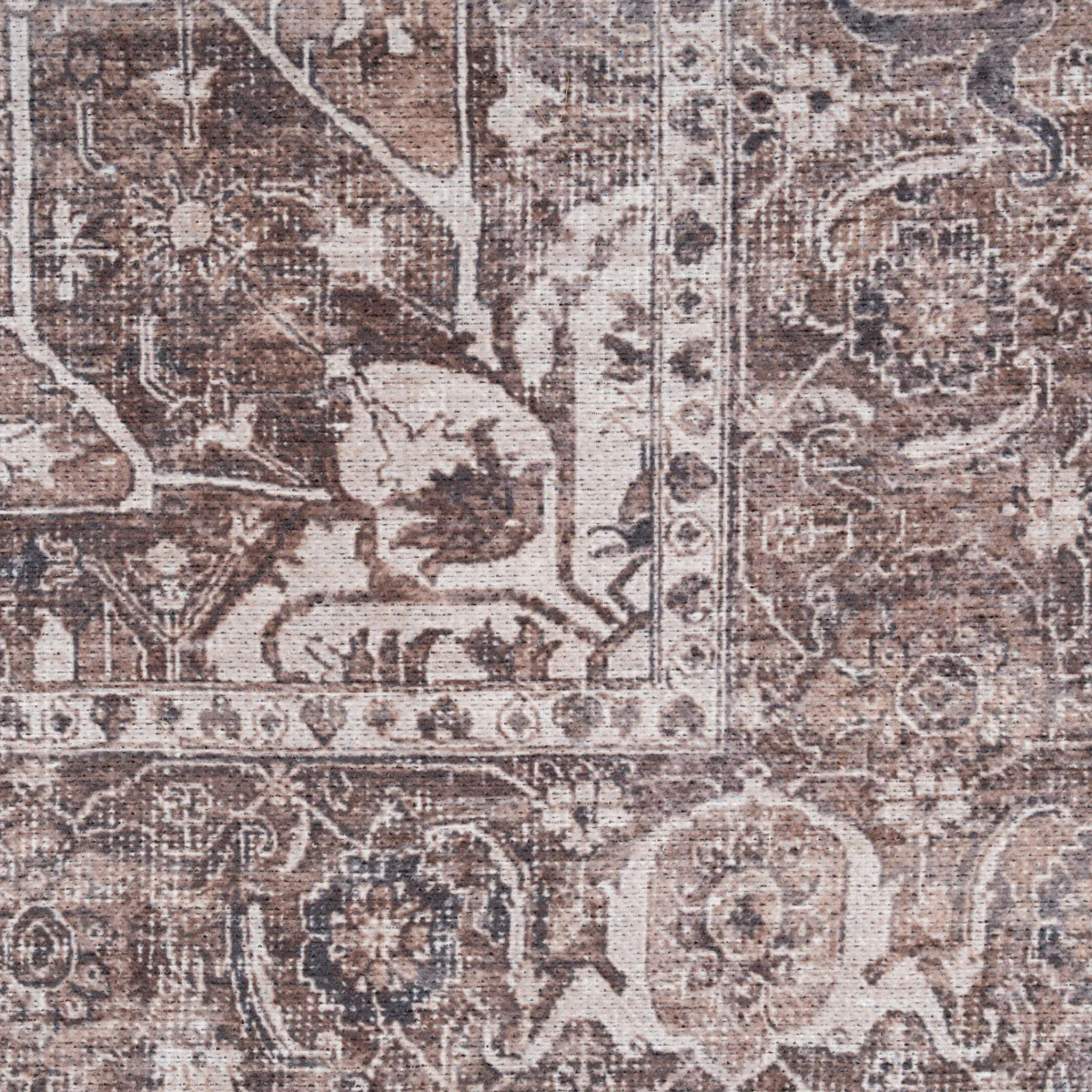 Washable Vintage Brown Beige Runner - Lois - Image 3