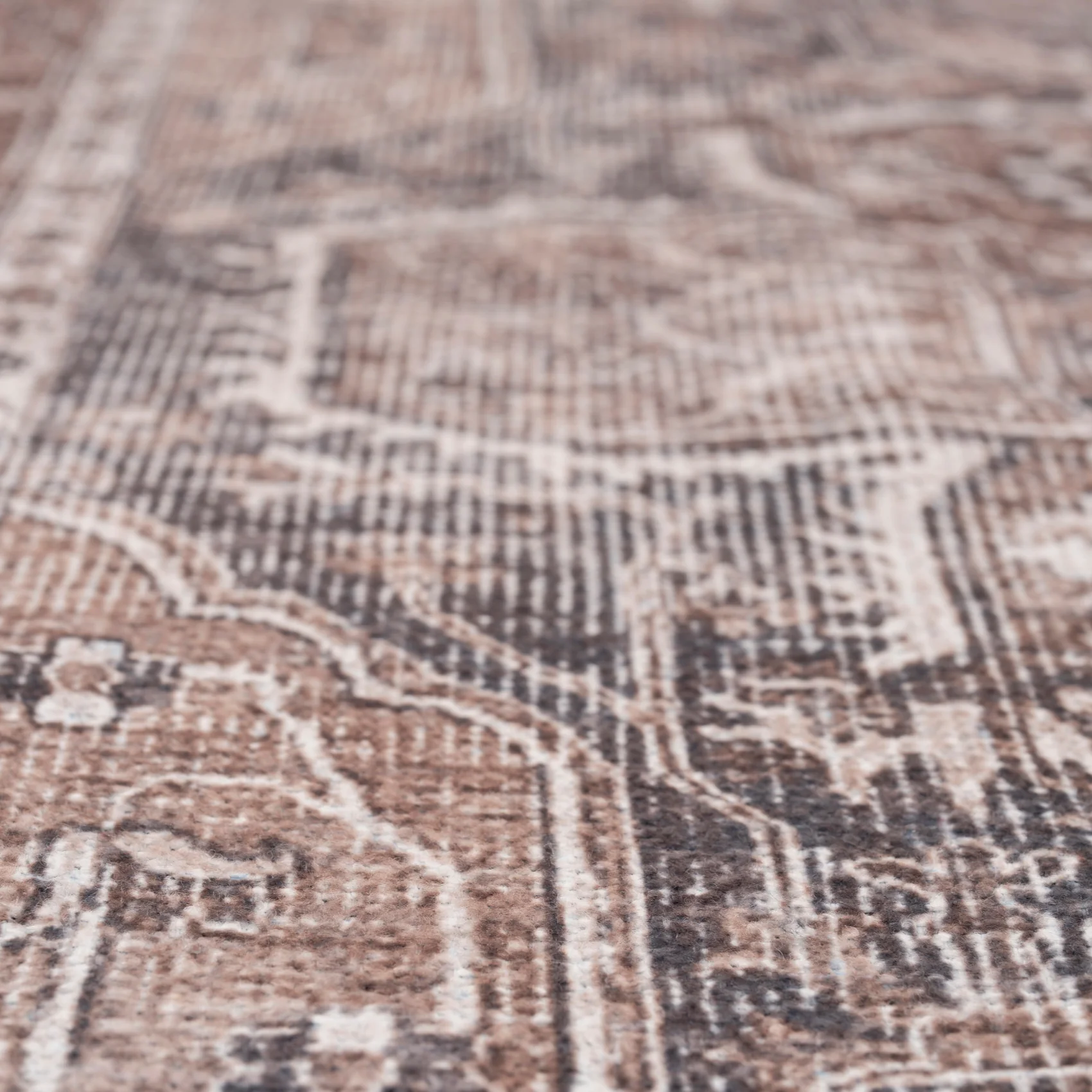 Washable Vintage Brown Beige Runner - Lois - Image 4