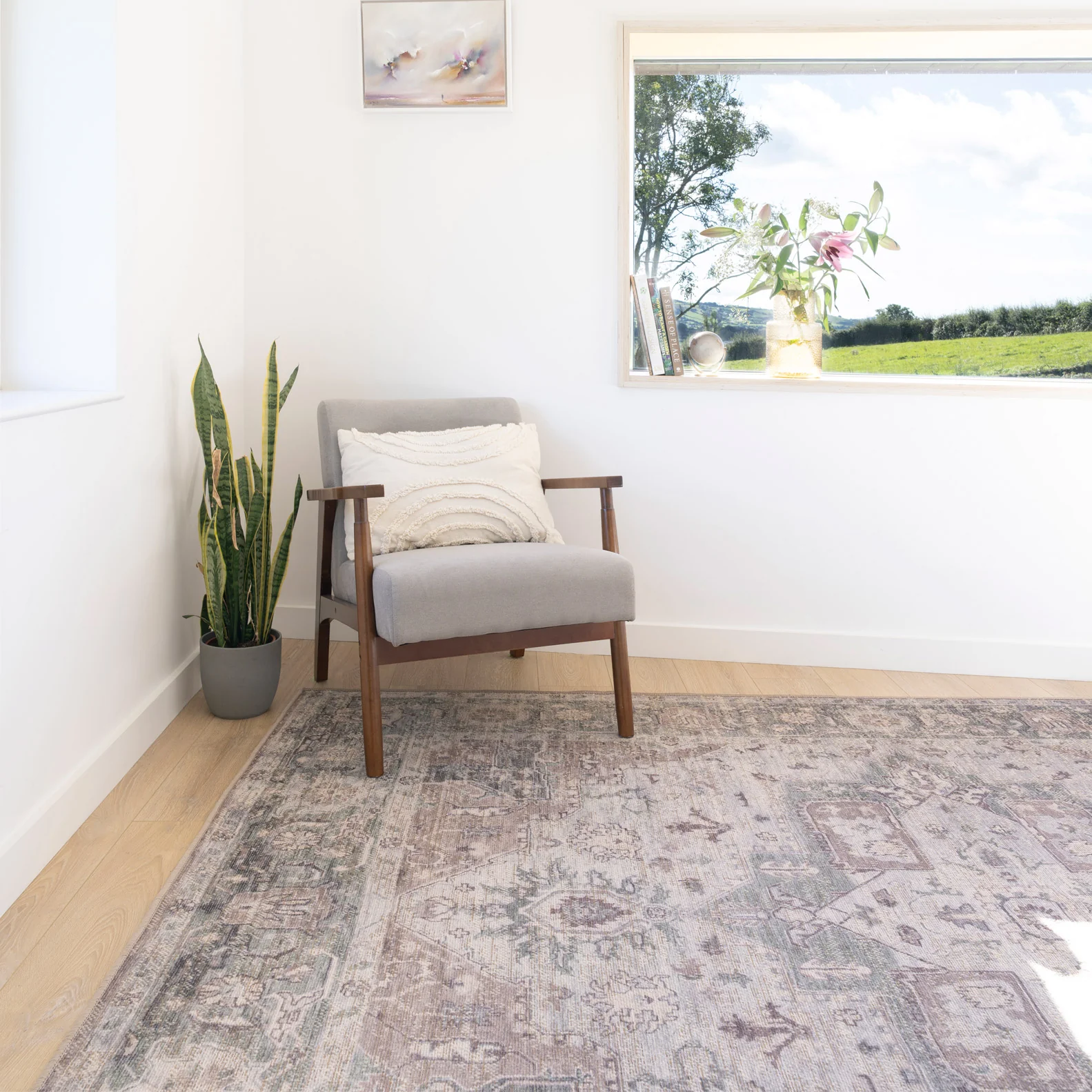 Washable Vintage Green Jute Style Rug - Cova - Image 5